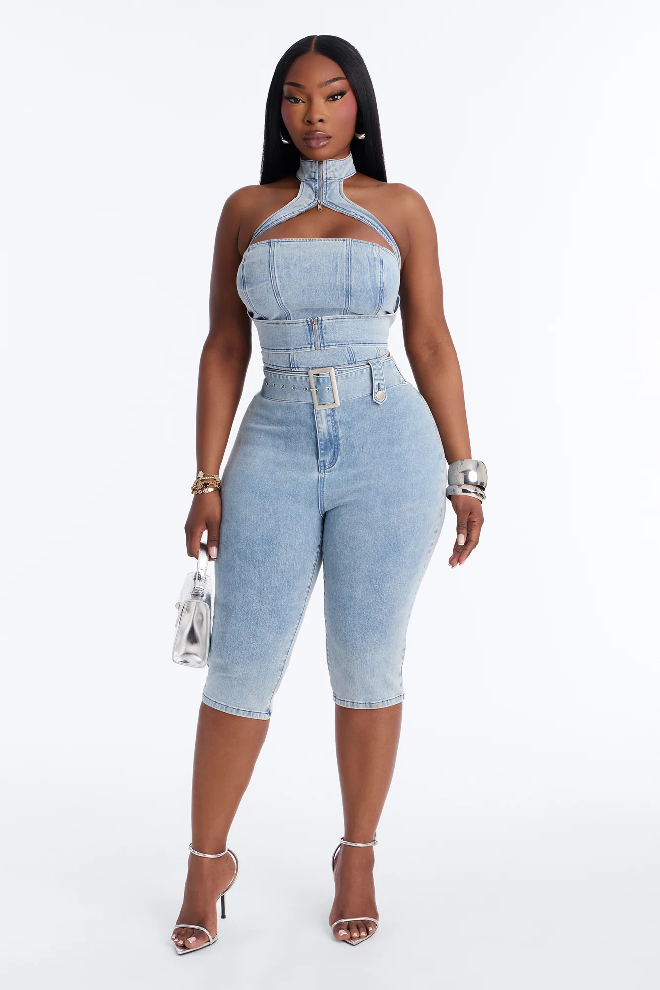 Let Me Adore You Capri Set - Light Wash - Image 5