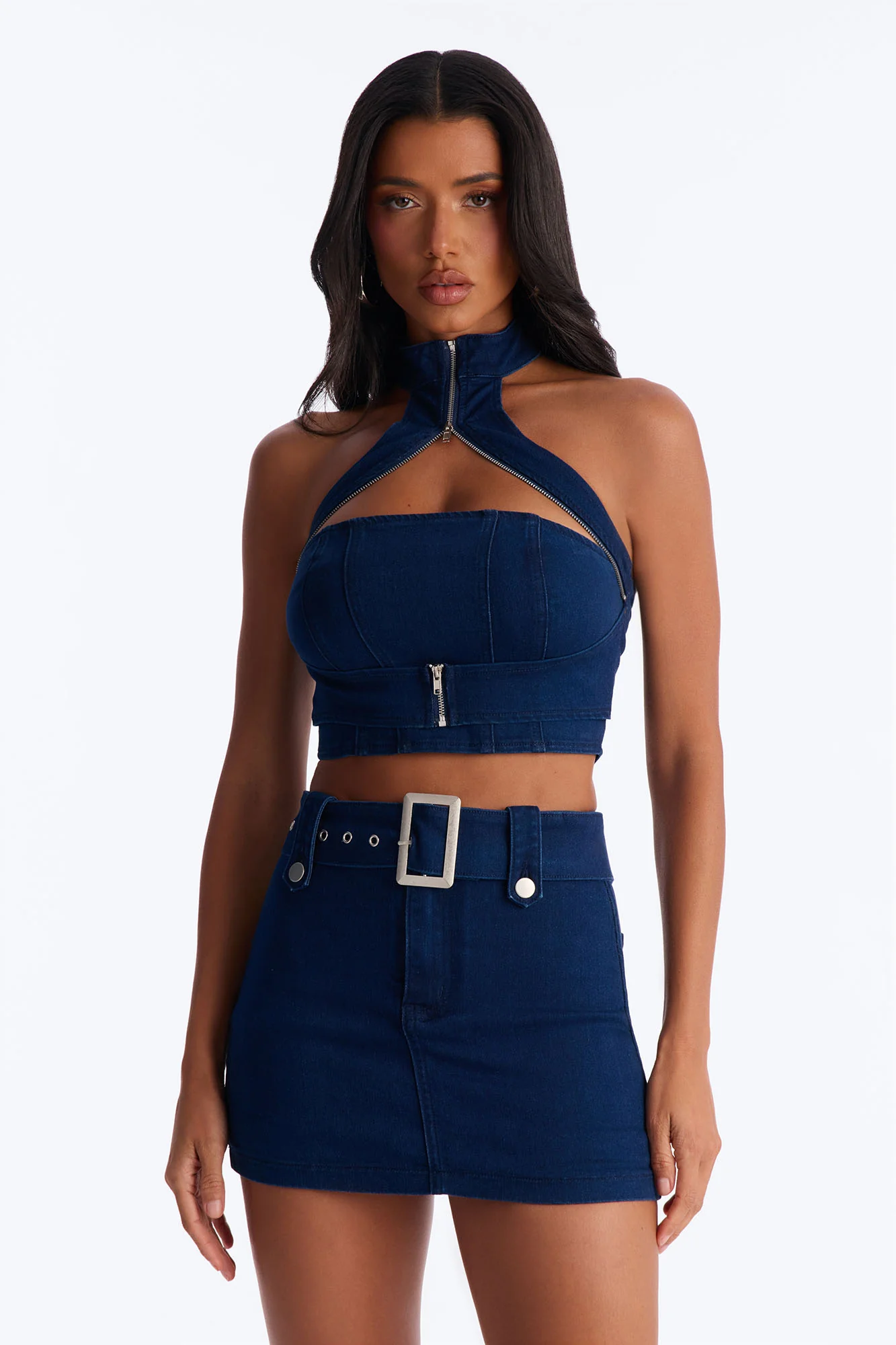 Let Me Adore You Skirt Set - Dark Wash