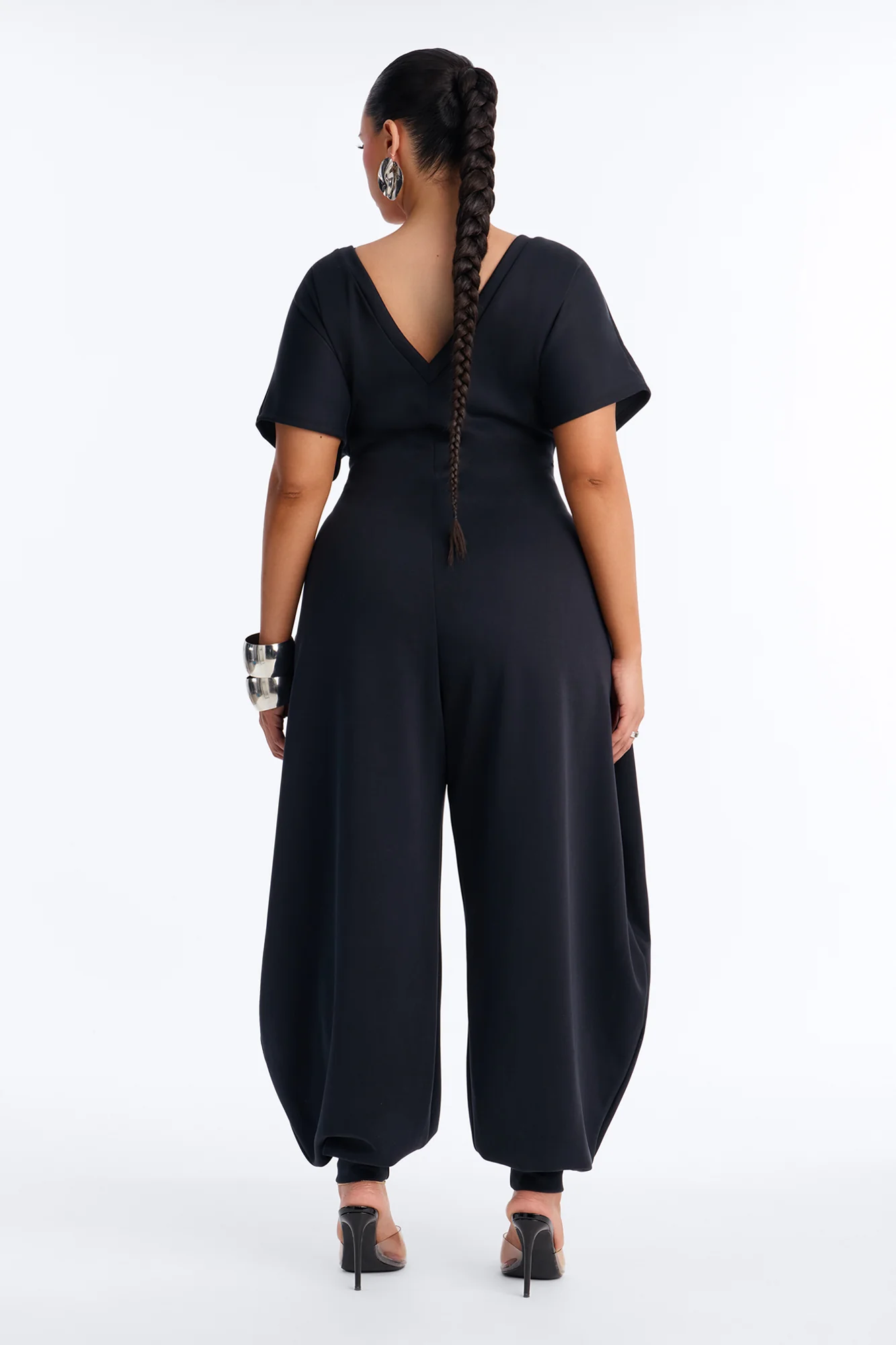 Let's Relax Barrel Wide Leg Jumpsuit - Black - Image 8