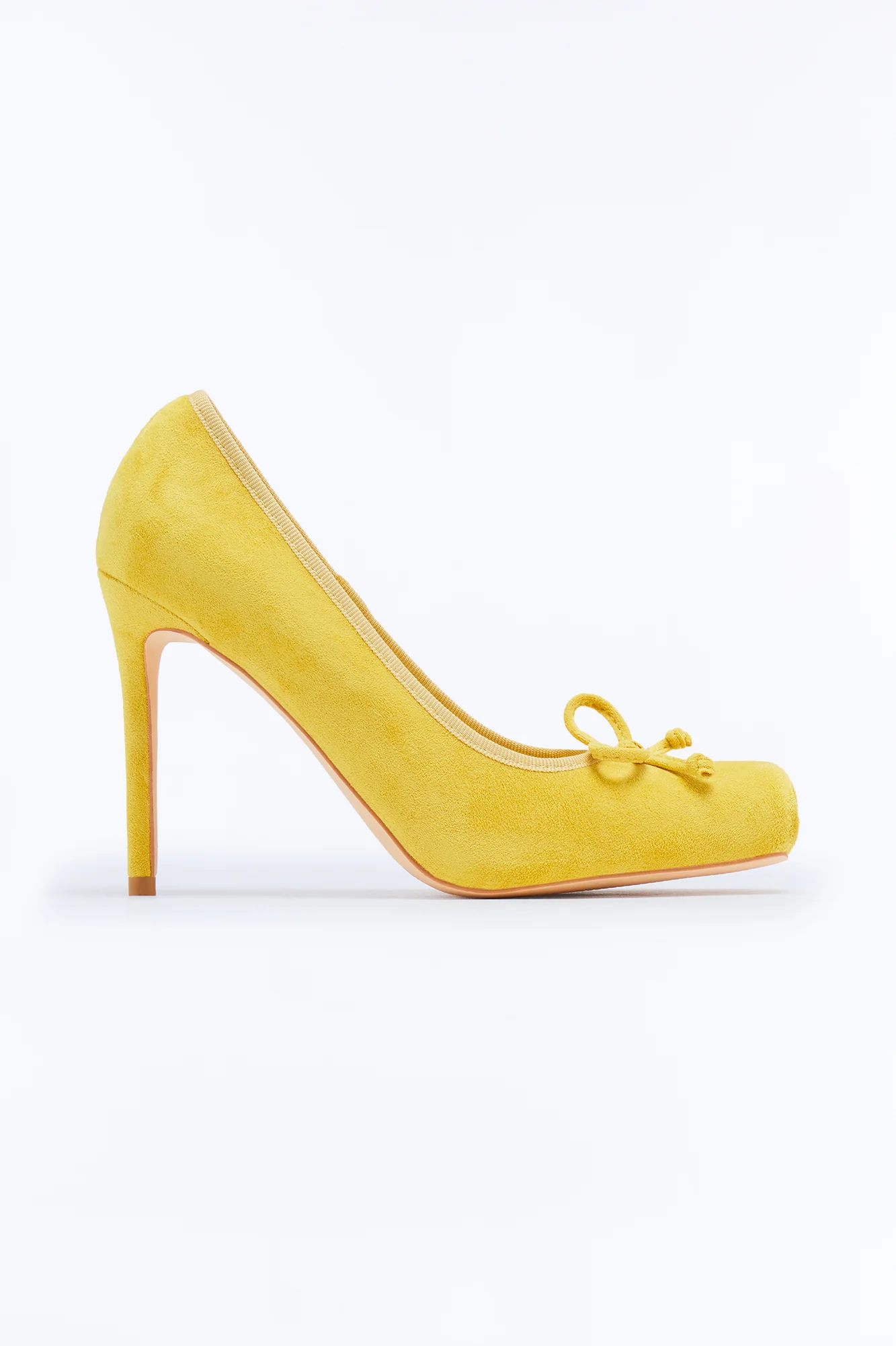 Letta Suede Bow Ballet Pumps - Yellow