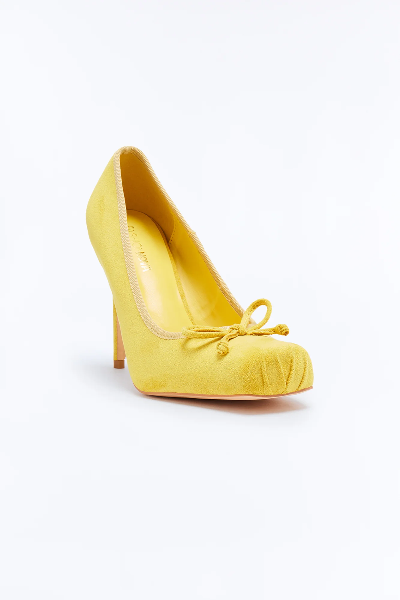 Letta Suede Bow Ballet Pumps - Yellow - Image 2