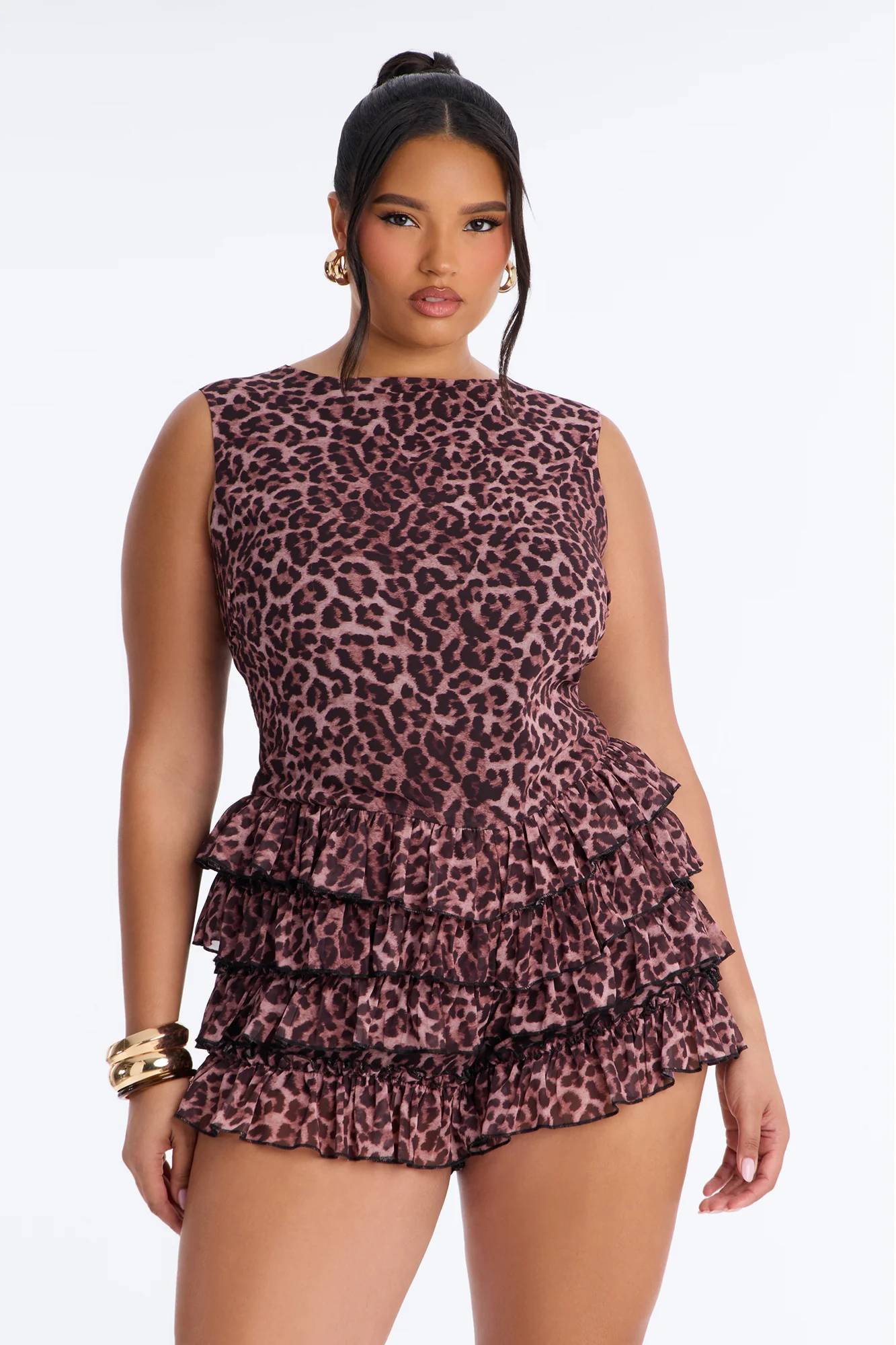 Lia Leopard Ruffle Romper - Leopard - Image 6