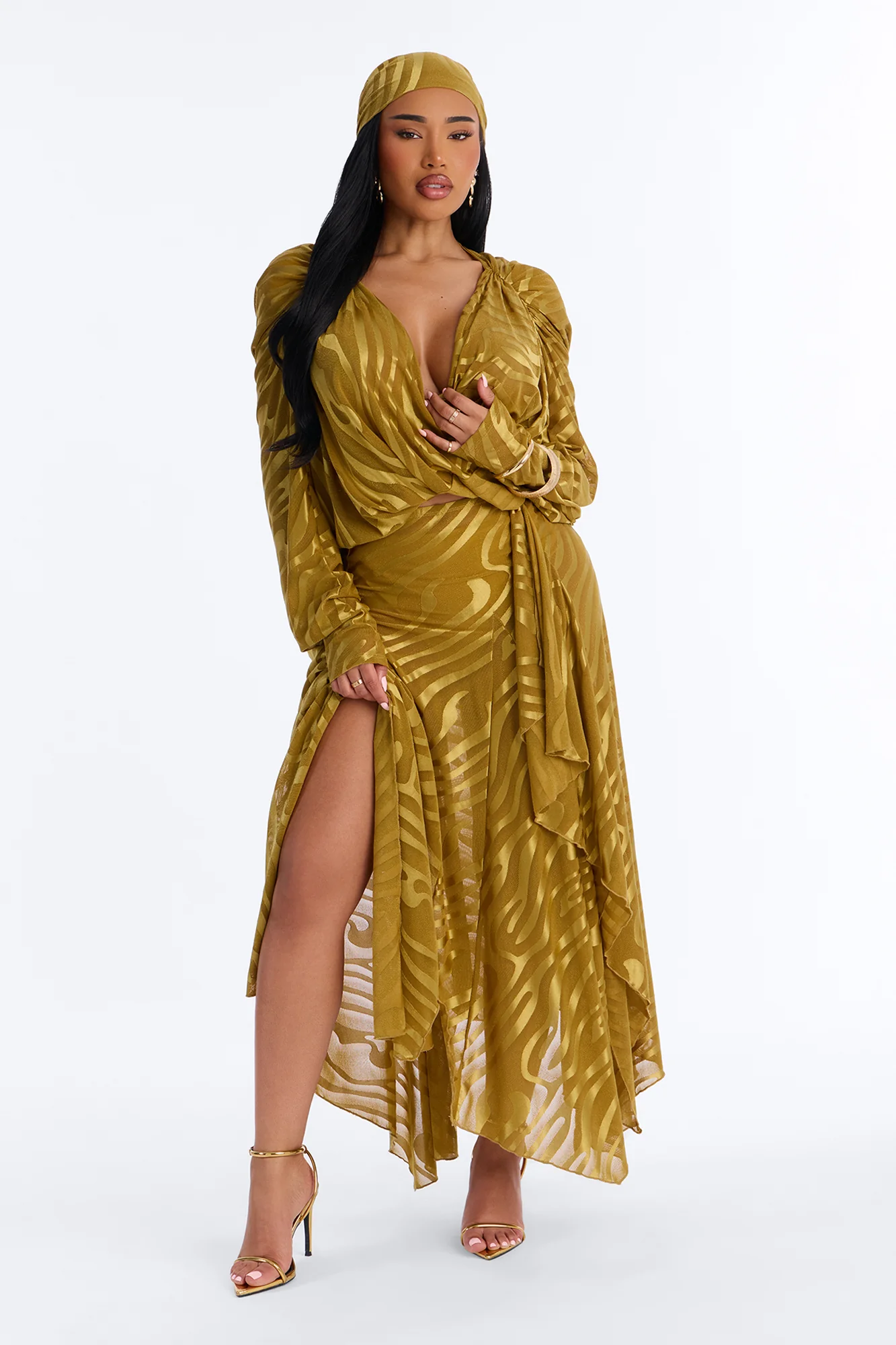 LIANA MESH 4 PIECE SKIRT SET - Chartreuse