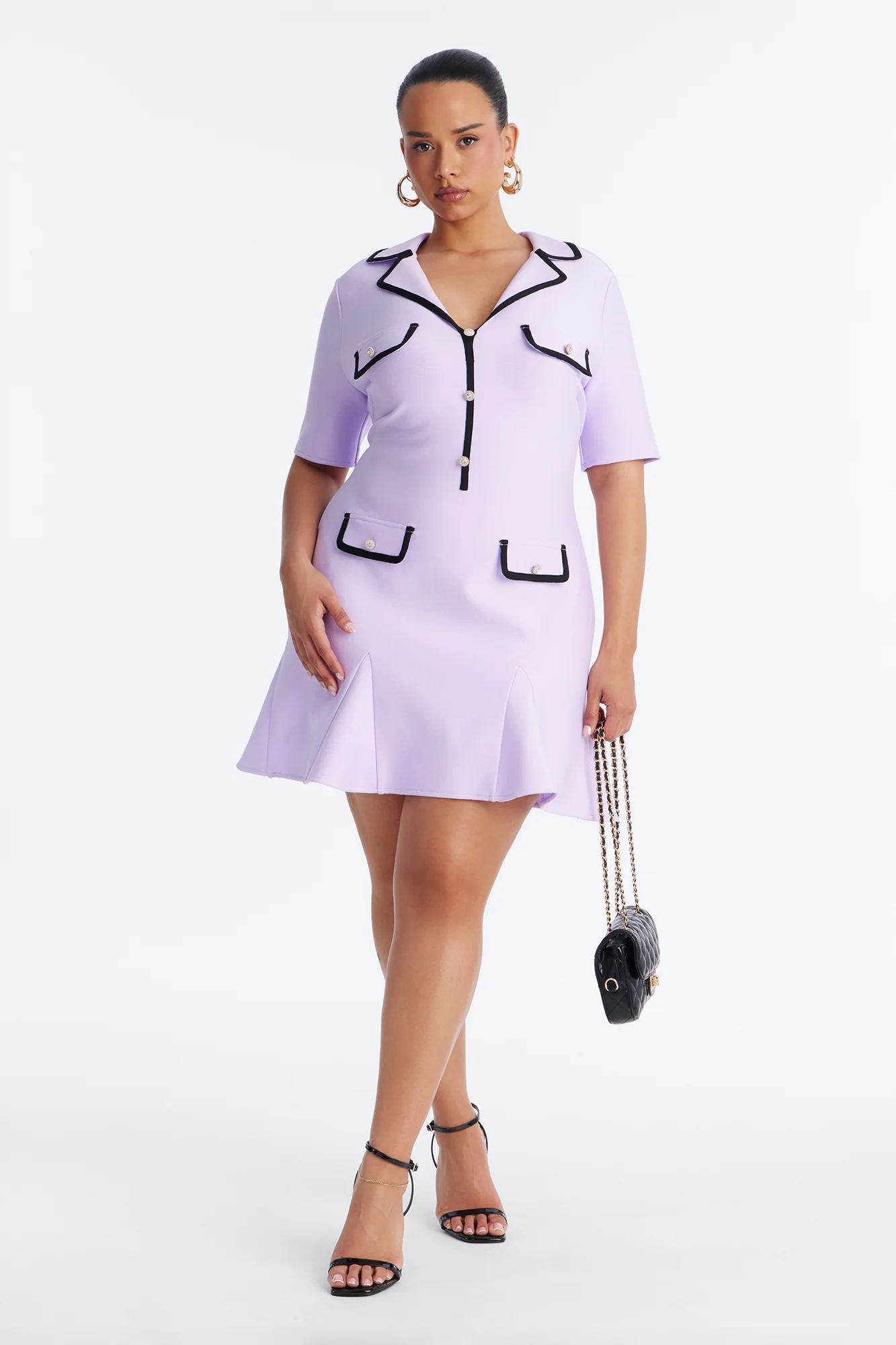 Libbie Short Sleeve Bandage Mini Dress - Lavender - Image 5