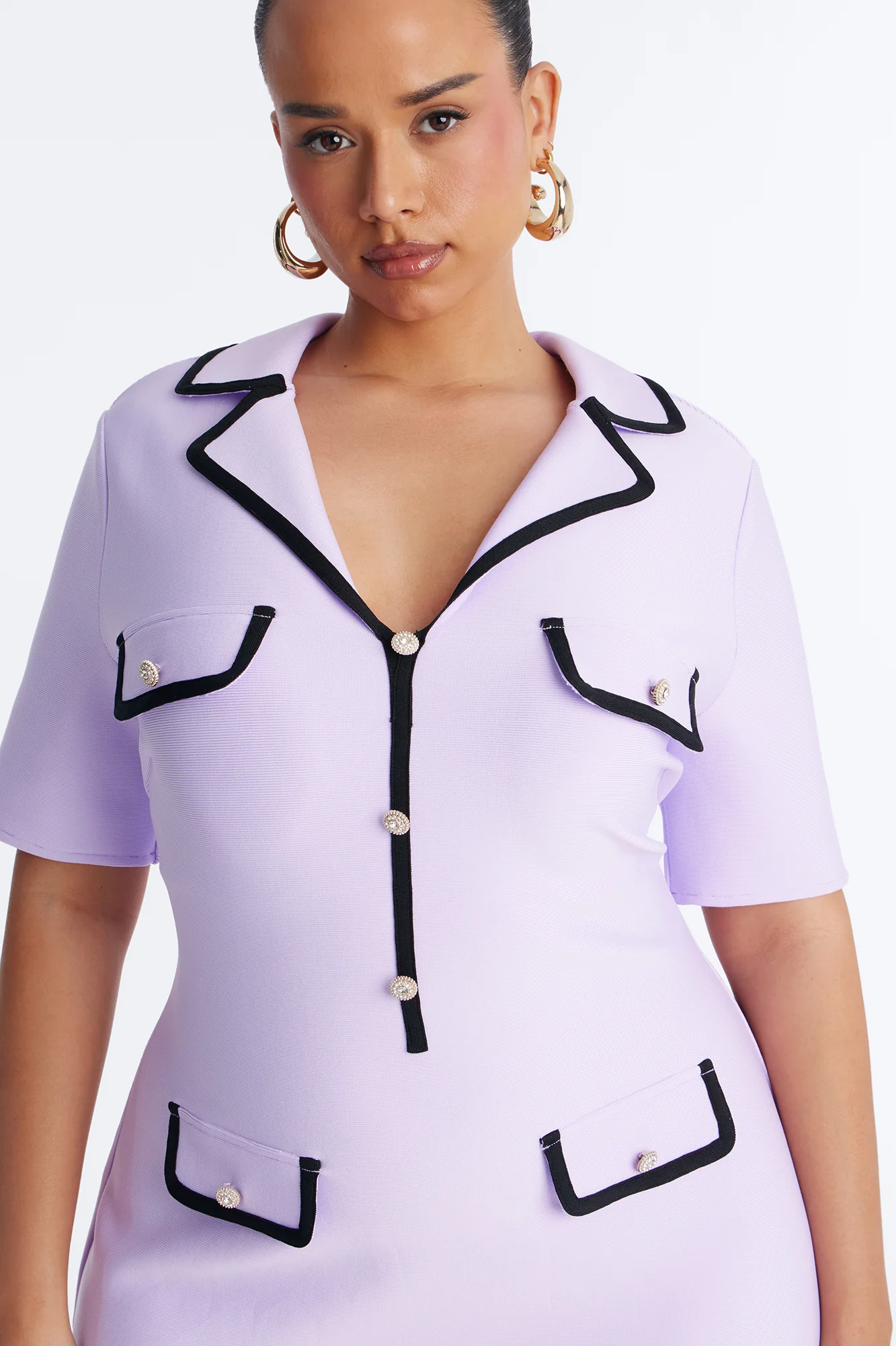 Libbie Short Sleeve Bandage Mini Dress - Lavender - Image 7