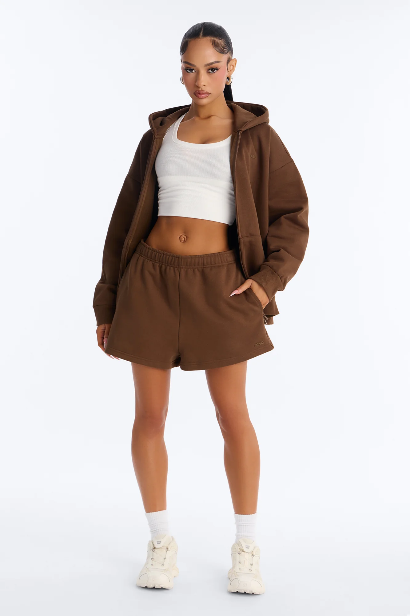 Libby Fleece Sweat Short - Brown