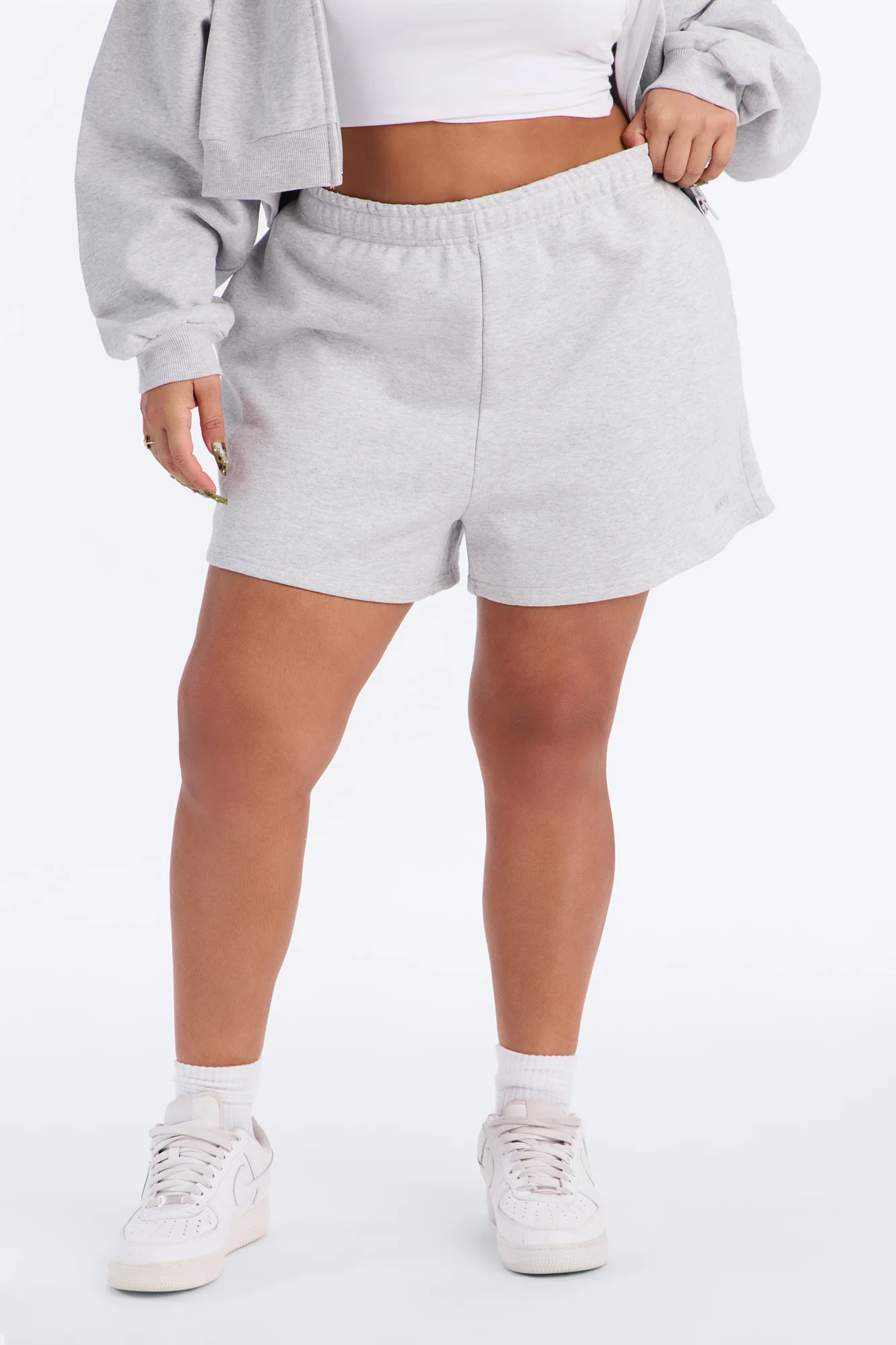 Libby Fleece Sweat Short - Heather Grey - Image 6
