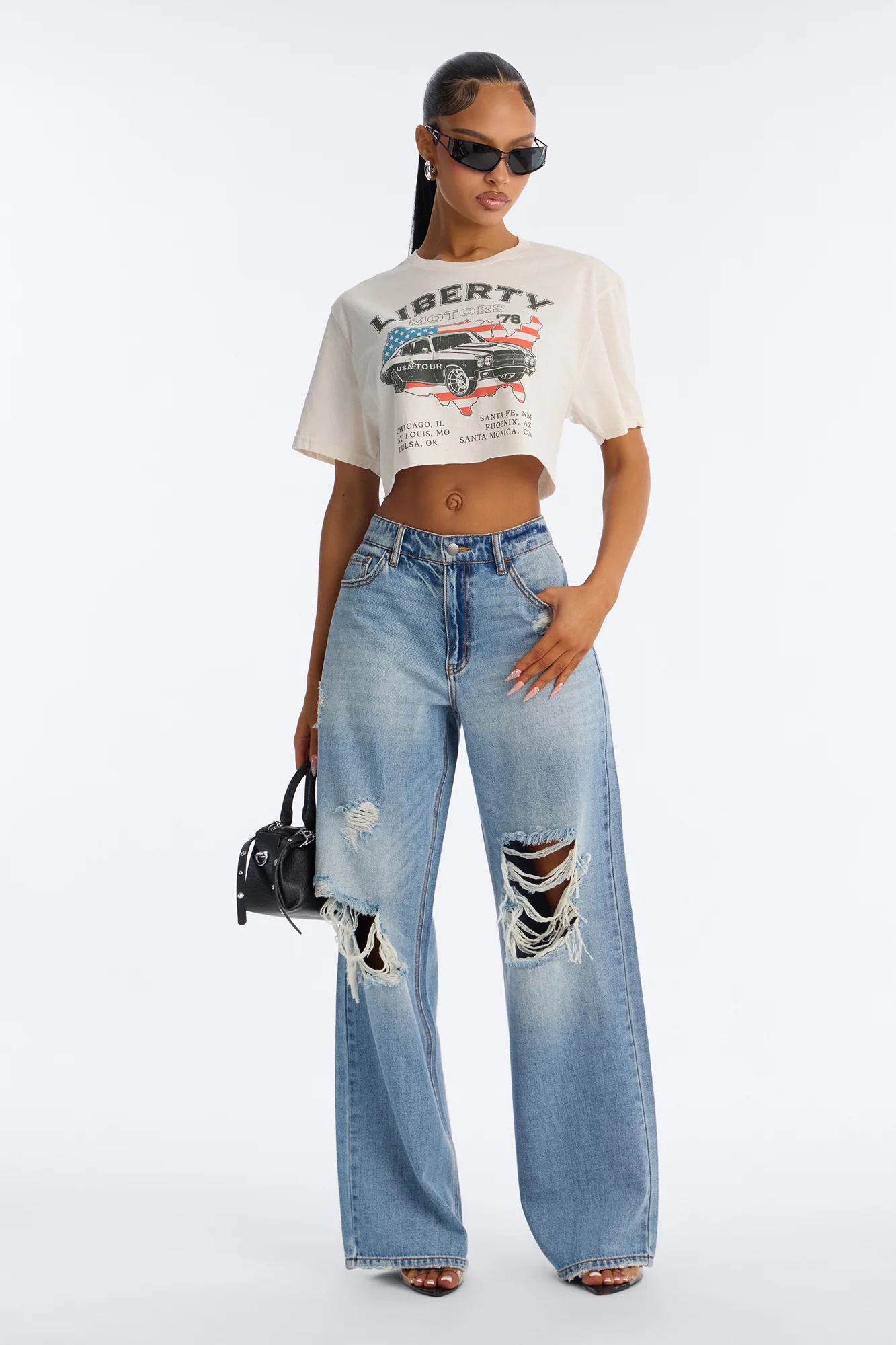 Liberty Motors Ultra Cropped Tee - Taupe - Image 2