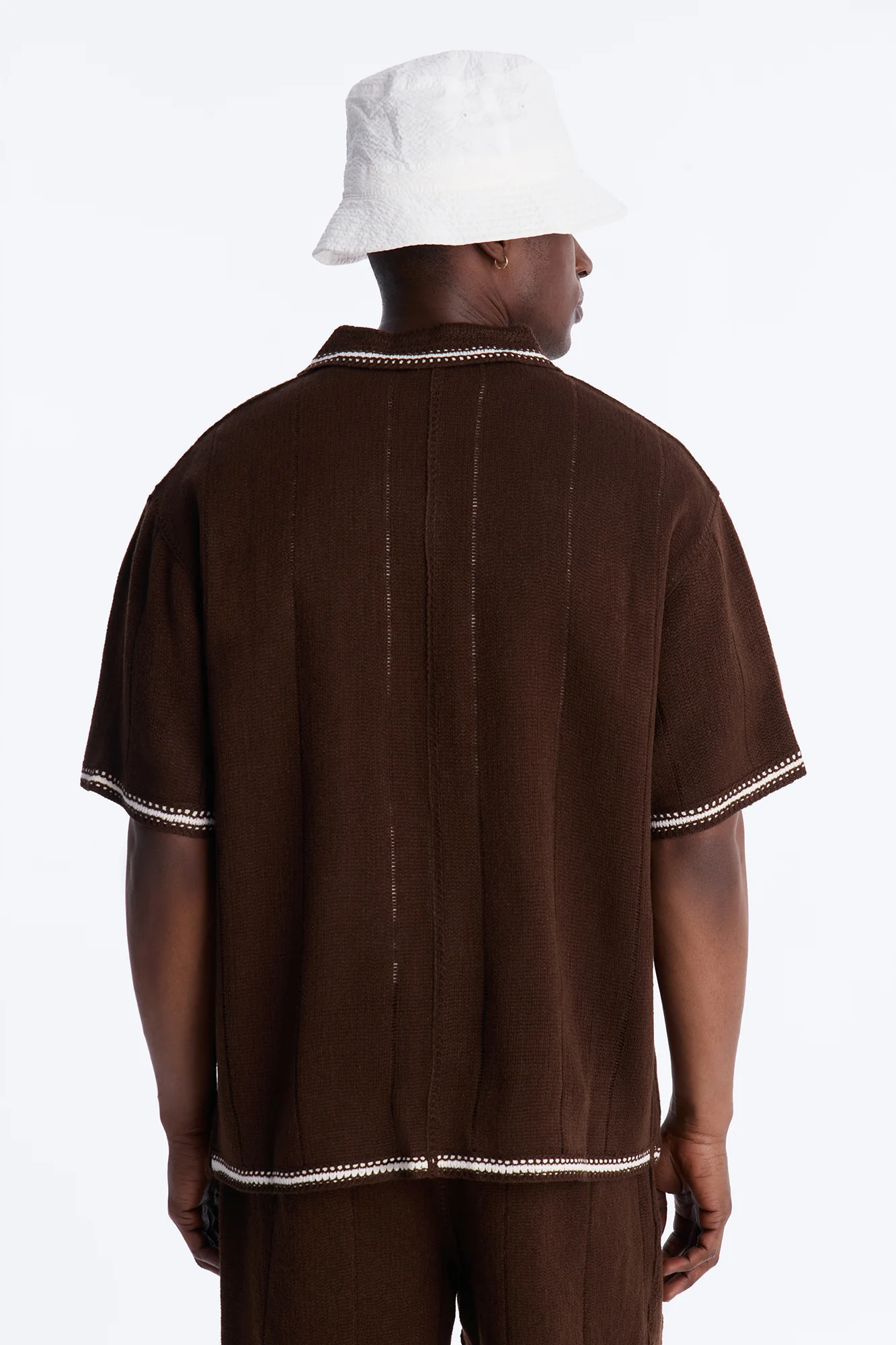 Lido Isle Crochet Button Up Shirt - Brown - Image 4