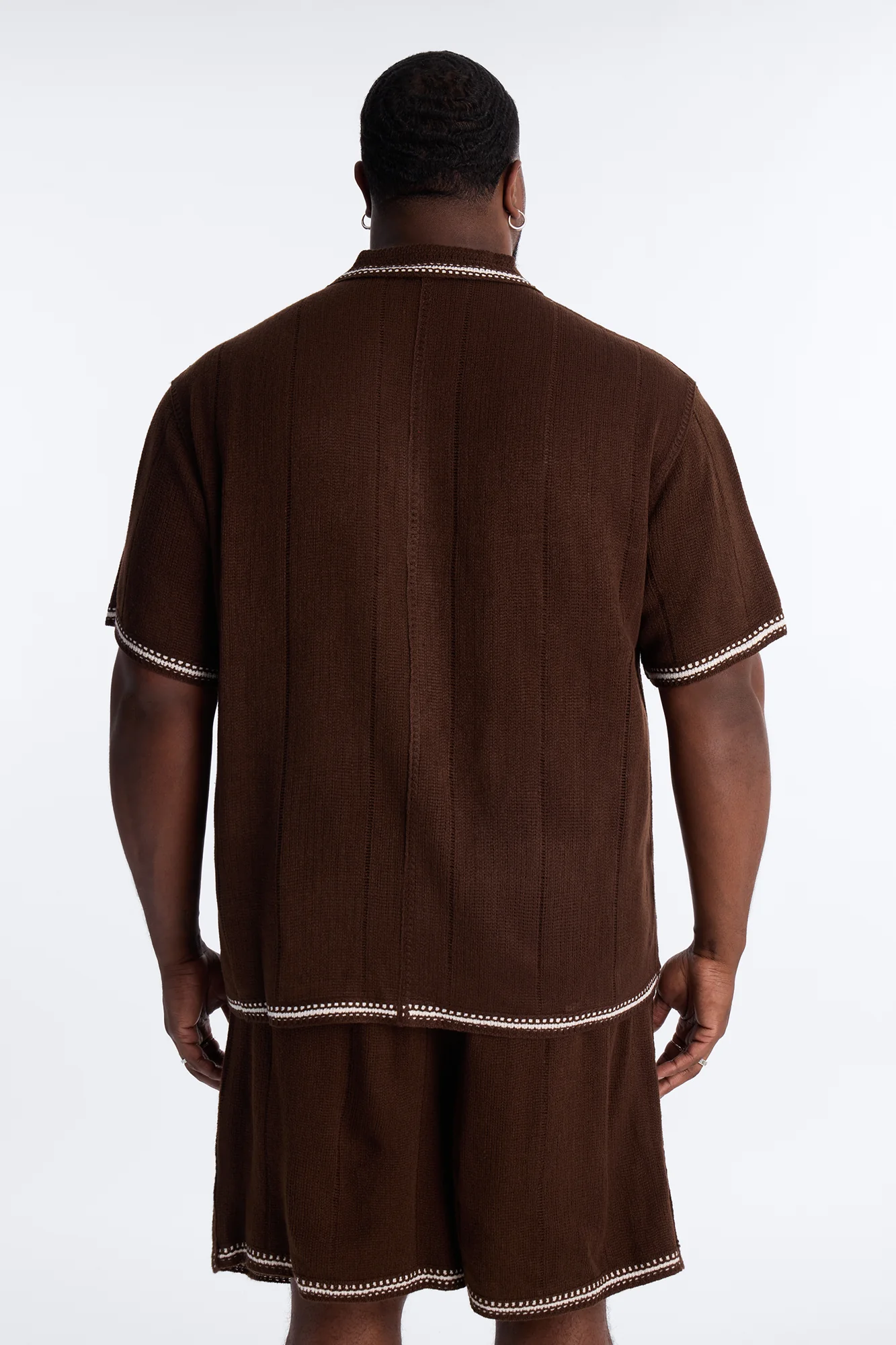 Lido Isle Crochet Button Up Shirt - Brown - Image 8