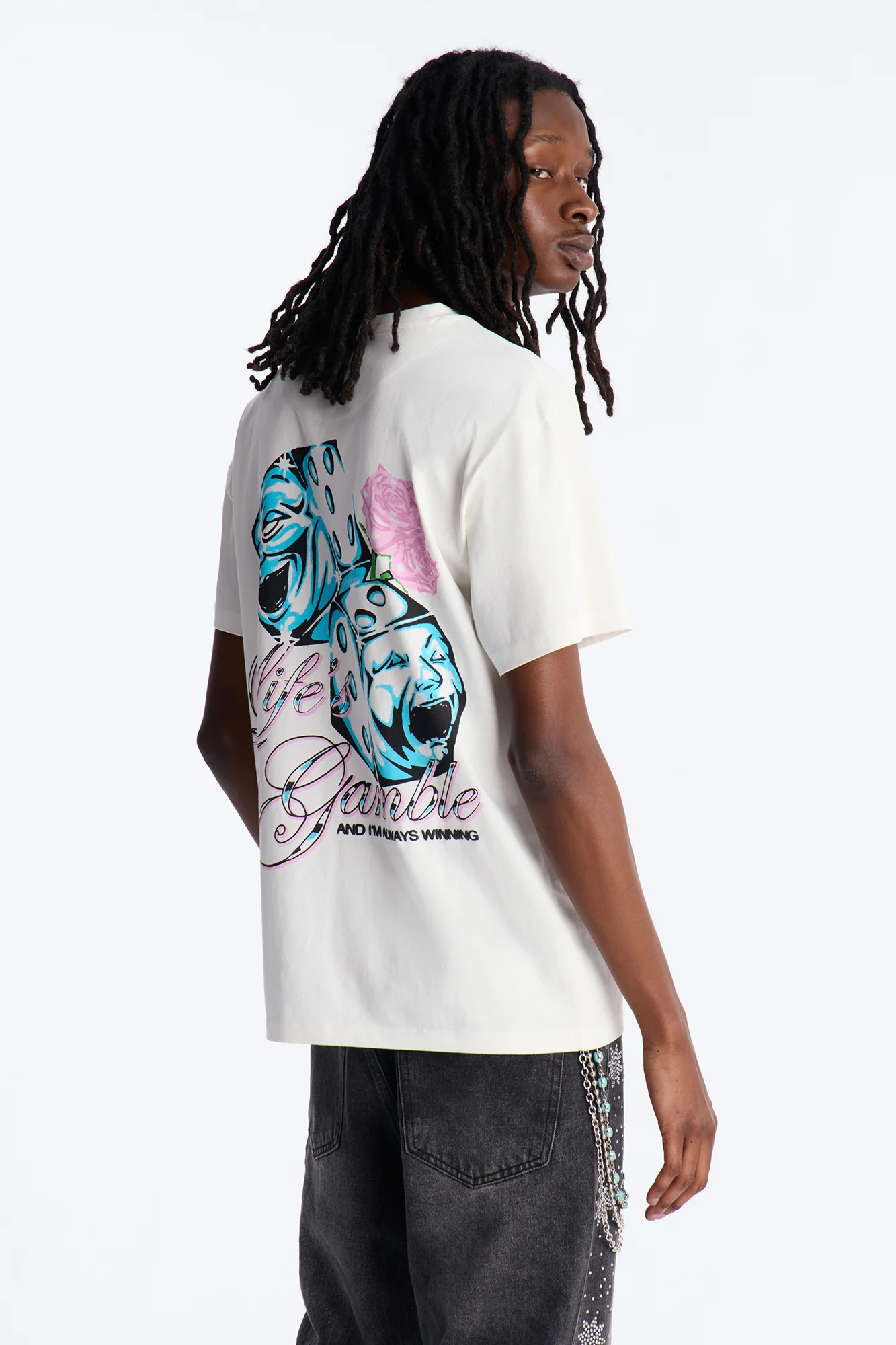 Lifes A Gamble And Im Always Winning Short Sleeve Tee - Off White