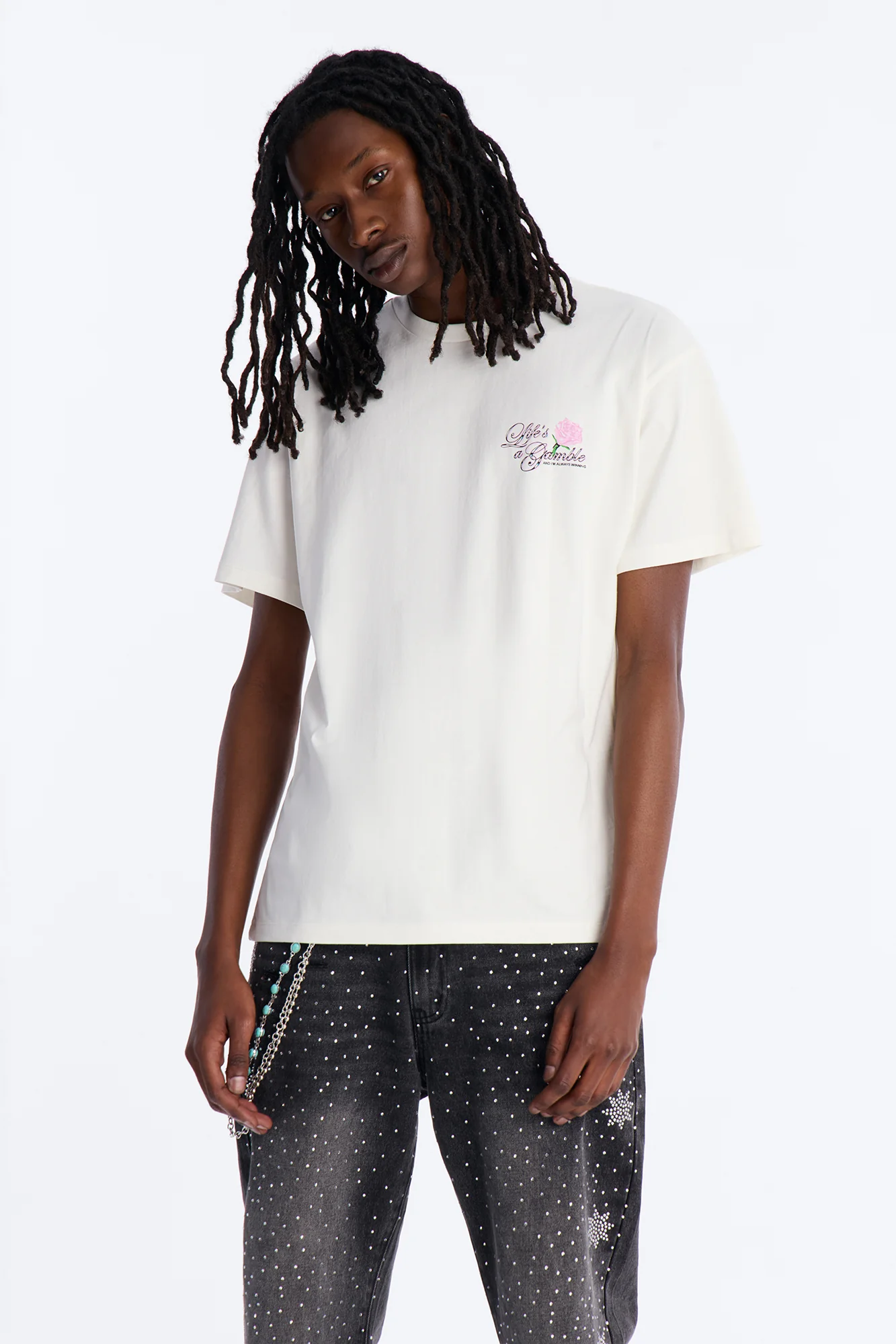 Lifes A Gamble And Im Always Winning Short Sleeve Tee - Off White - Image 5