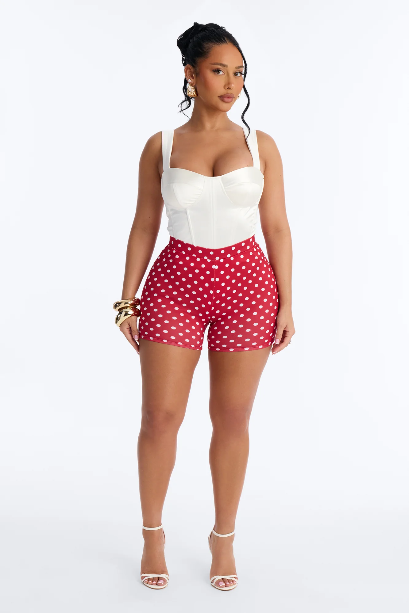 Light Stroll Polka Dot Biker Short - Red