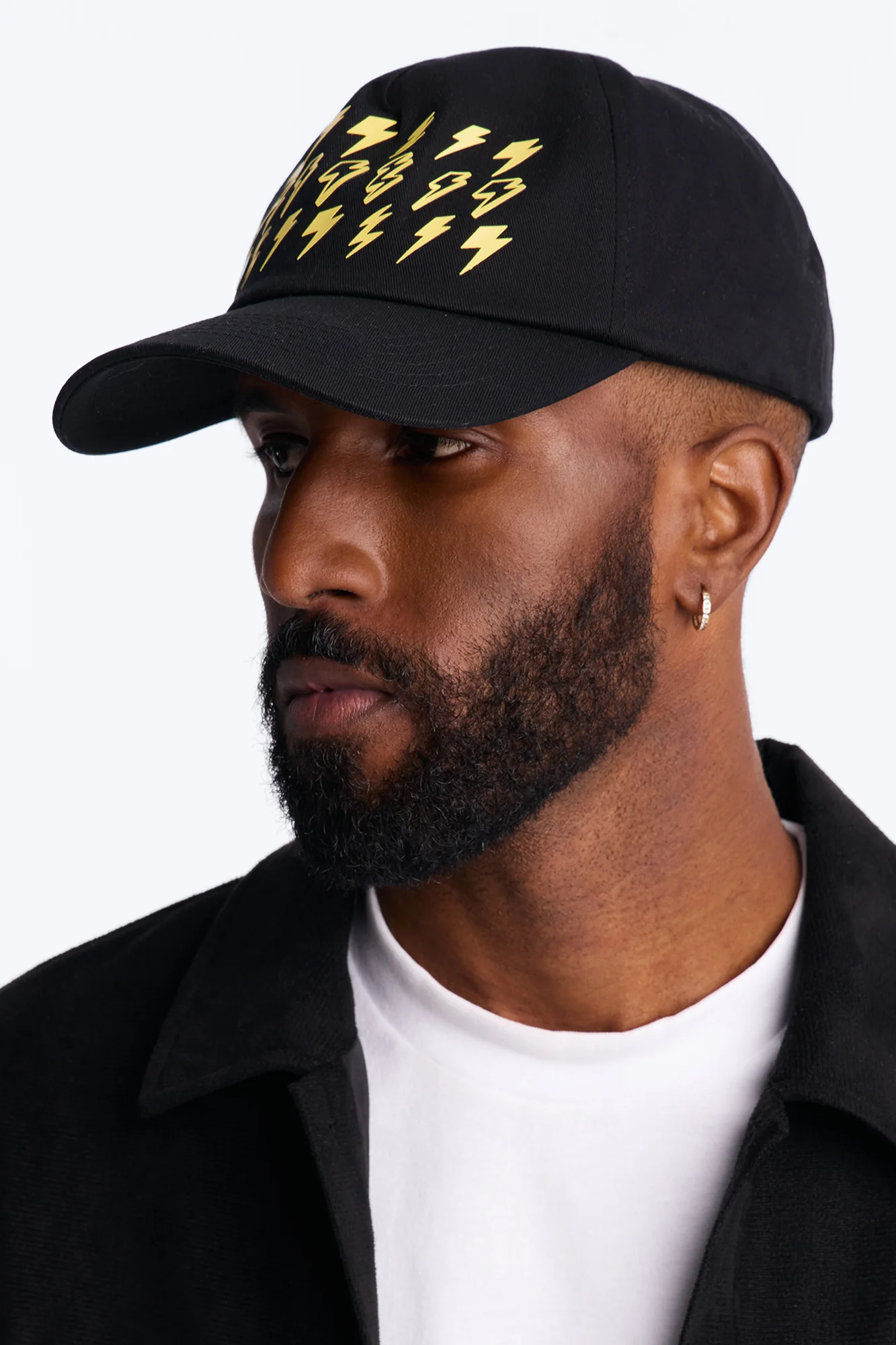 Lightning Cotton Twill Unstructured Snapback Hat - Black