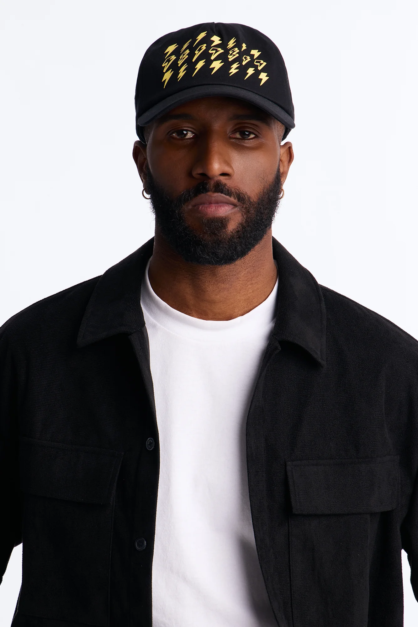Lightning Cotton Twill Unstructured Snapback Hat - Black - Image 2