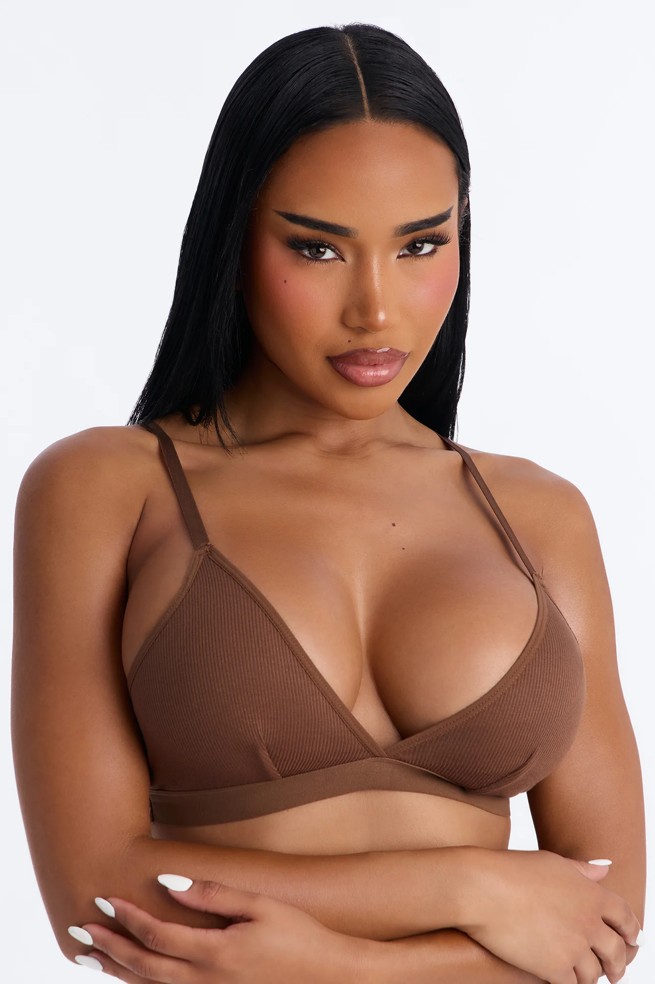 Lightweight Ribbed Lounge Bralette - Brown