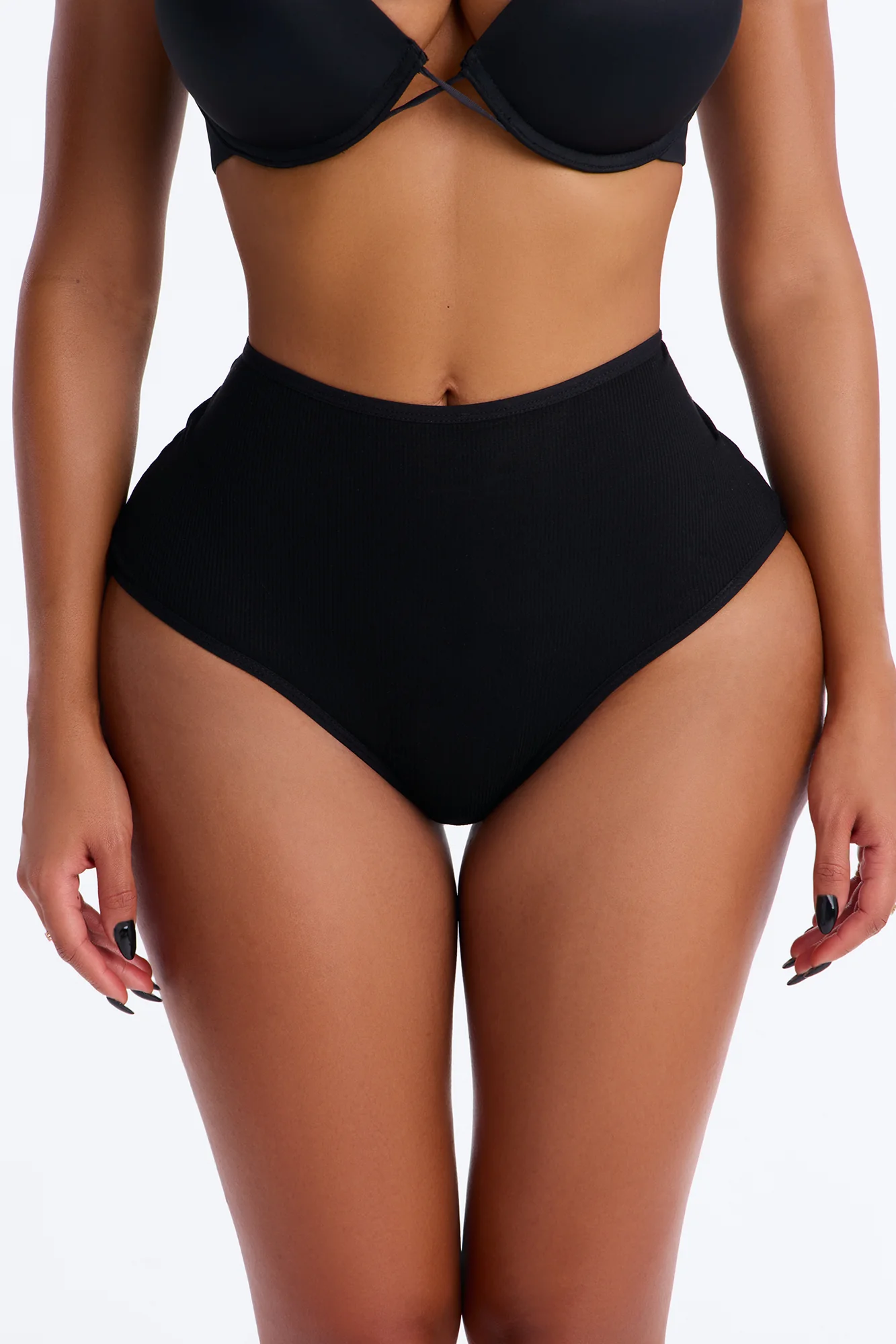 Lightweight Ribbed Lounge Brief Panty - Black
