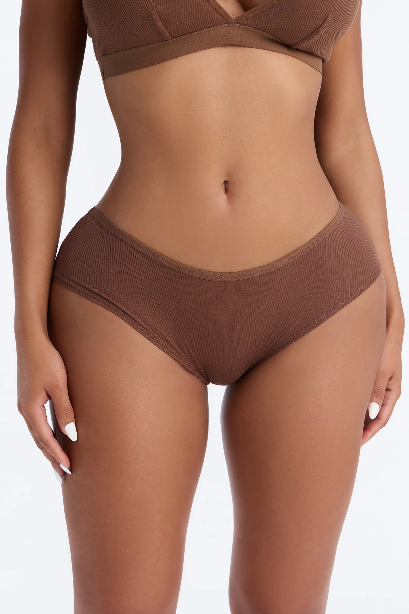 Lightweight Ribbed Lounge Hipster Panty - Brown