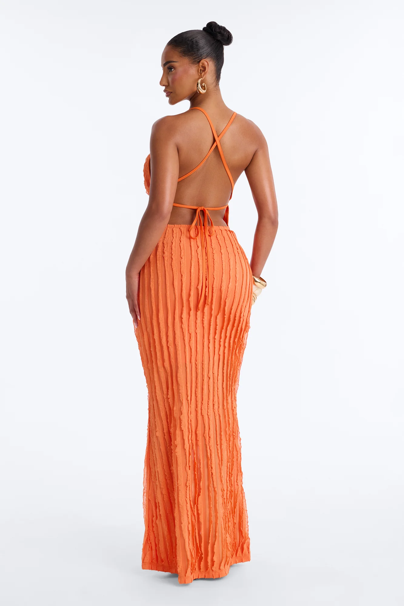 Like No Other Textured Maxi Dress - Coral - Image 4