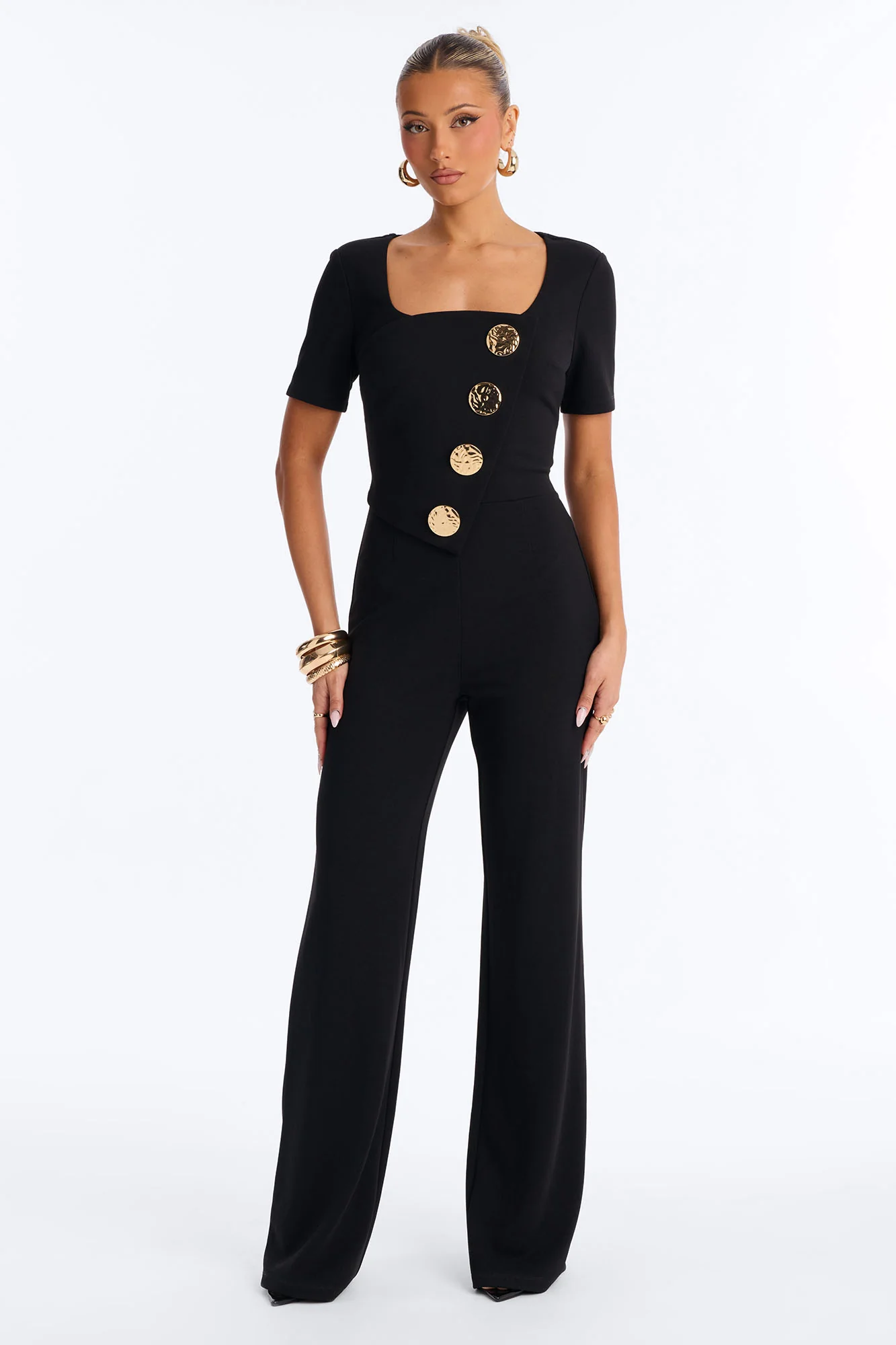 Like You Mean It Short Sleeve Jumpsuit - Black