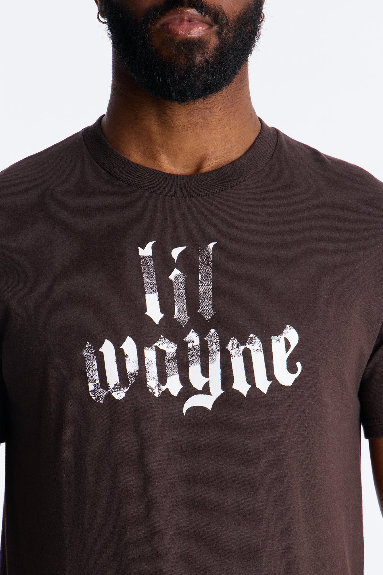 Lil Wayne Flames Graphic Short Sleeve Tee - Brown - Image 3
