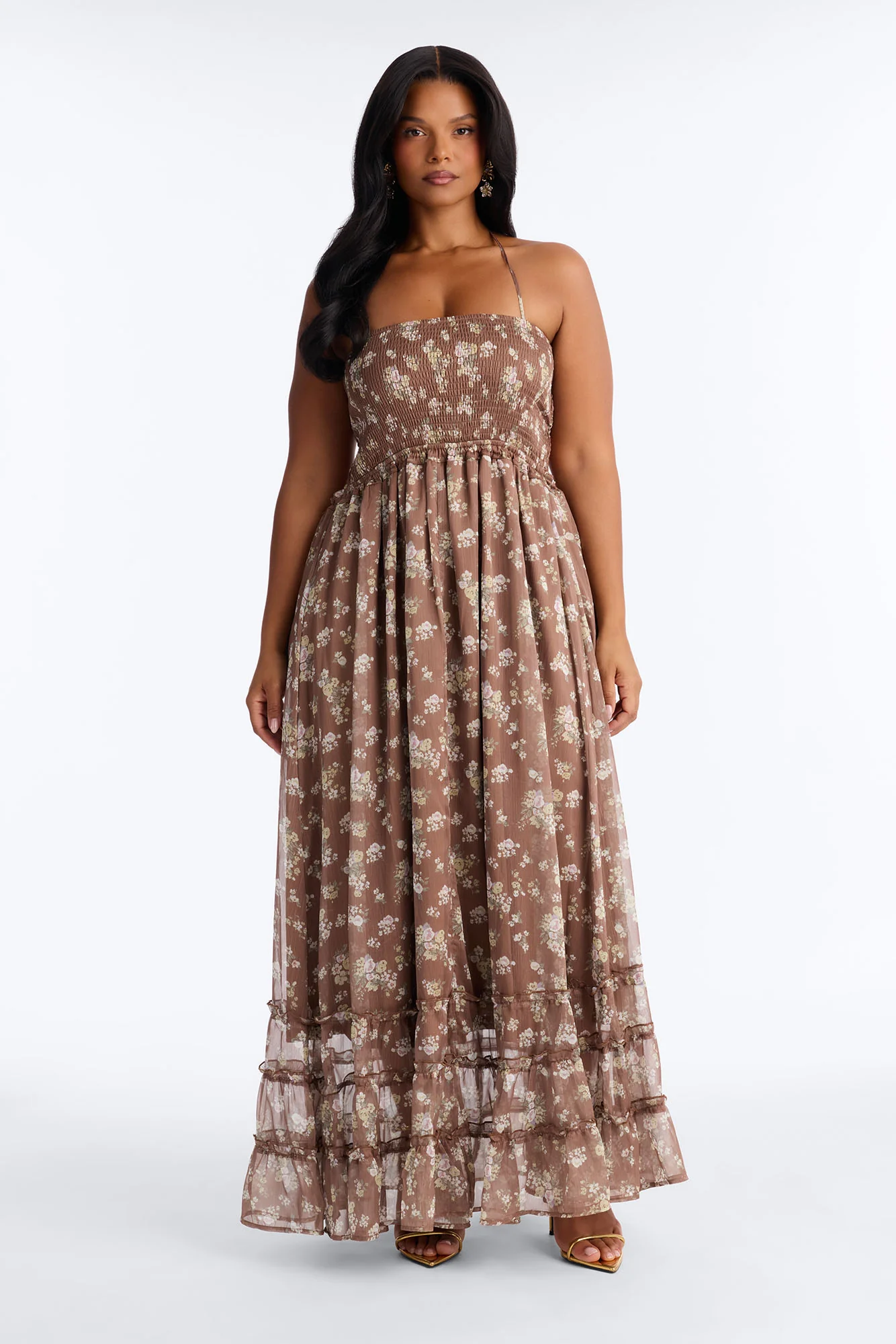 Lilah Floral Backless Maxi Dress - Brown/combo - Image 4