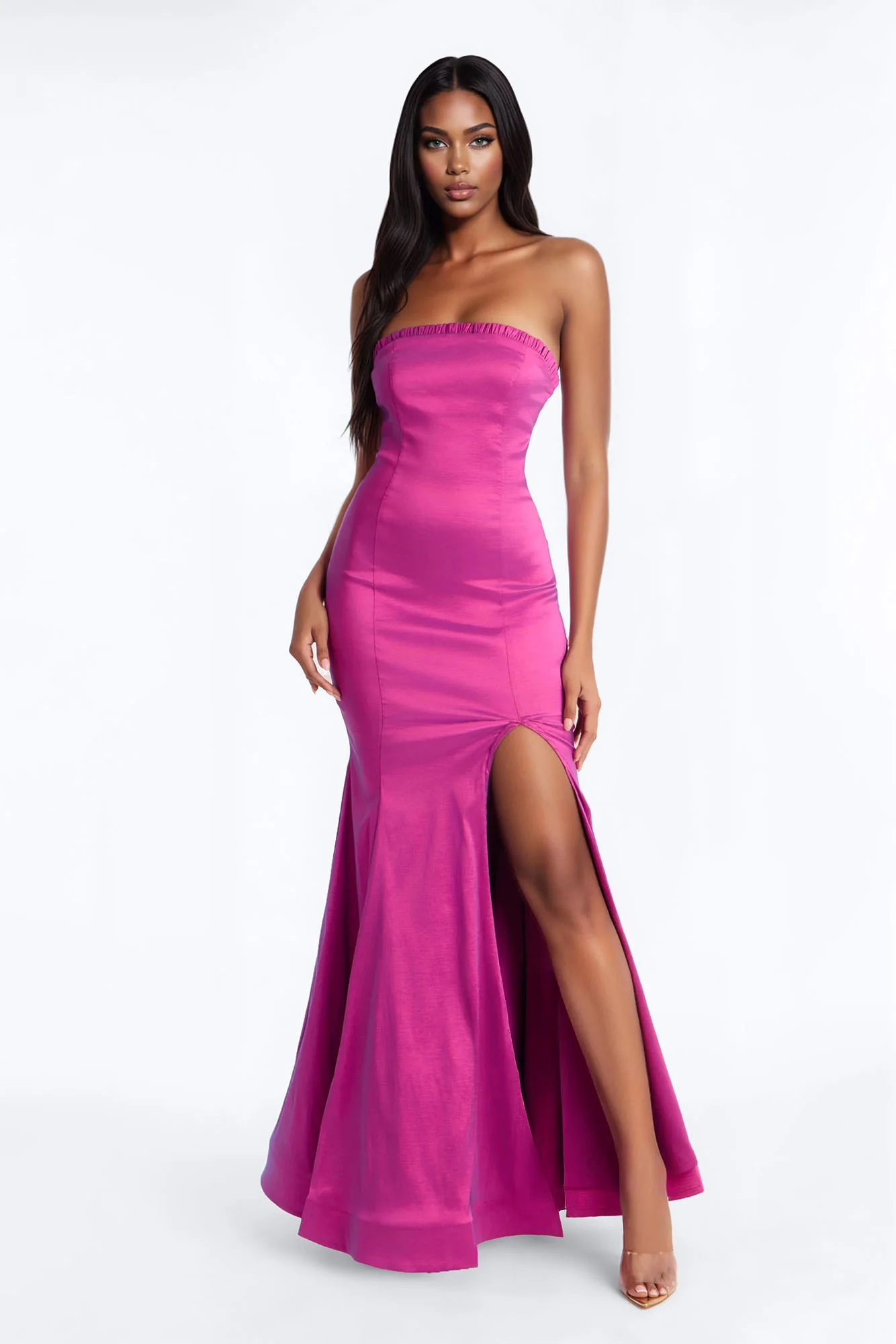 Lilianna Strapless Taffeta Gown - Magenta