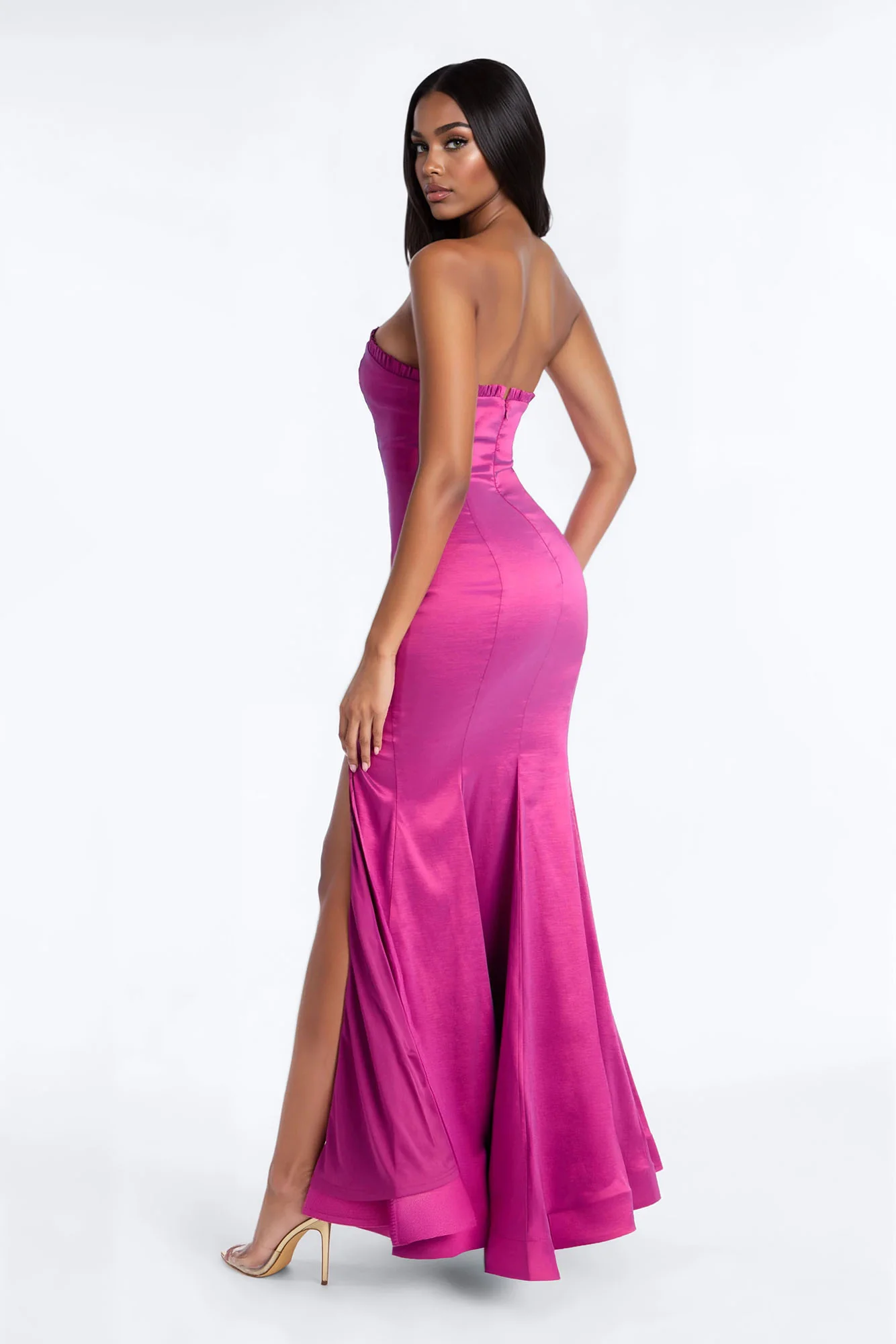 Lilianna Strapless Taffeta Gown - Magenta - Image 3