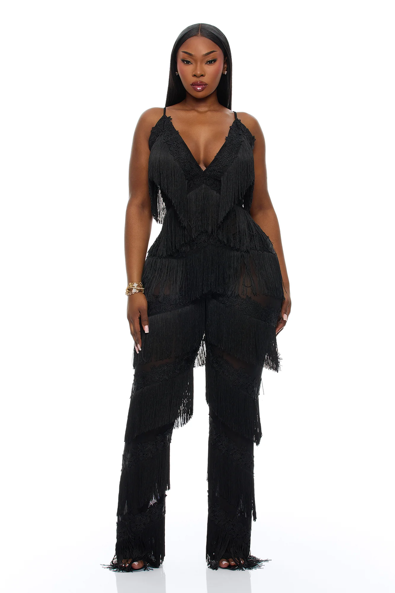 Lillie Fringe Jumpsuit - Black - Image 5