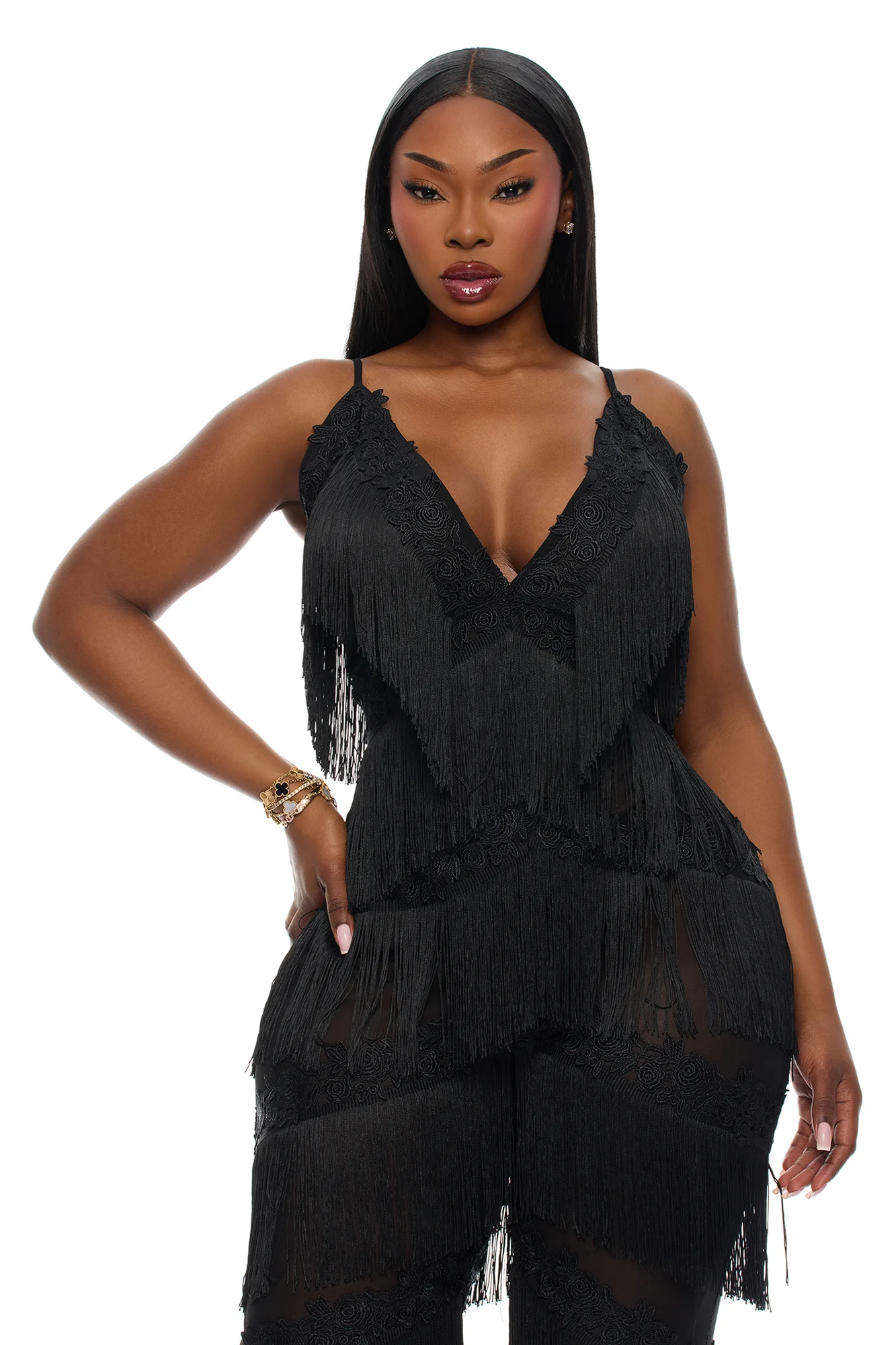 Lillie Fringe Jumpsuit - Black - Image 6