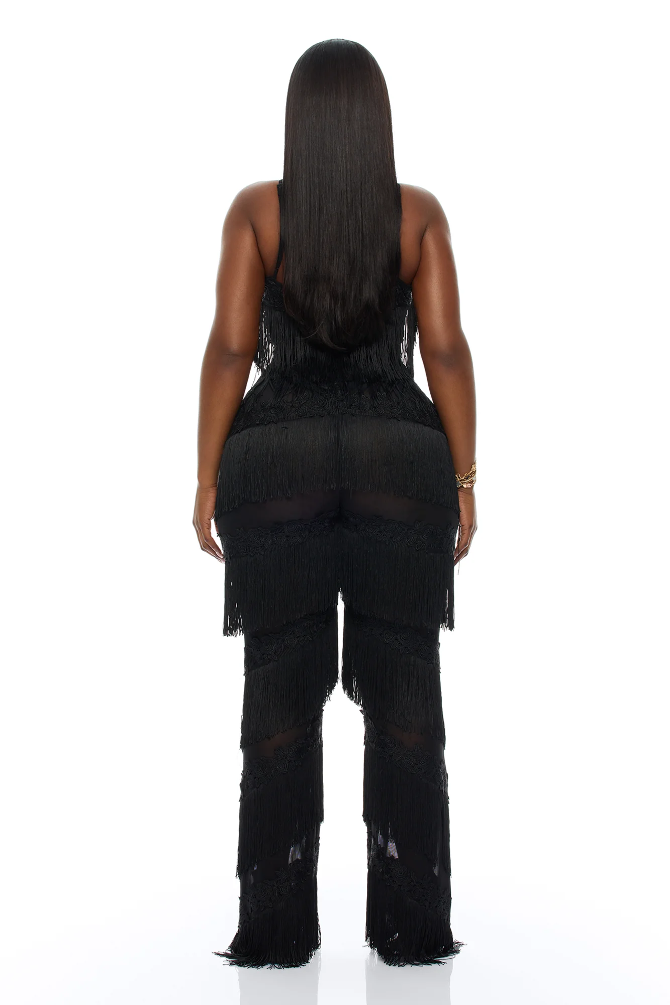 Lillie Fringe Jumpsuit - Black - Image 8