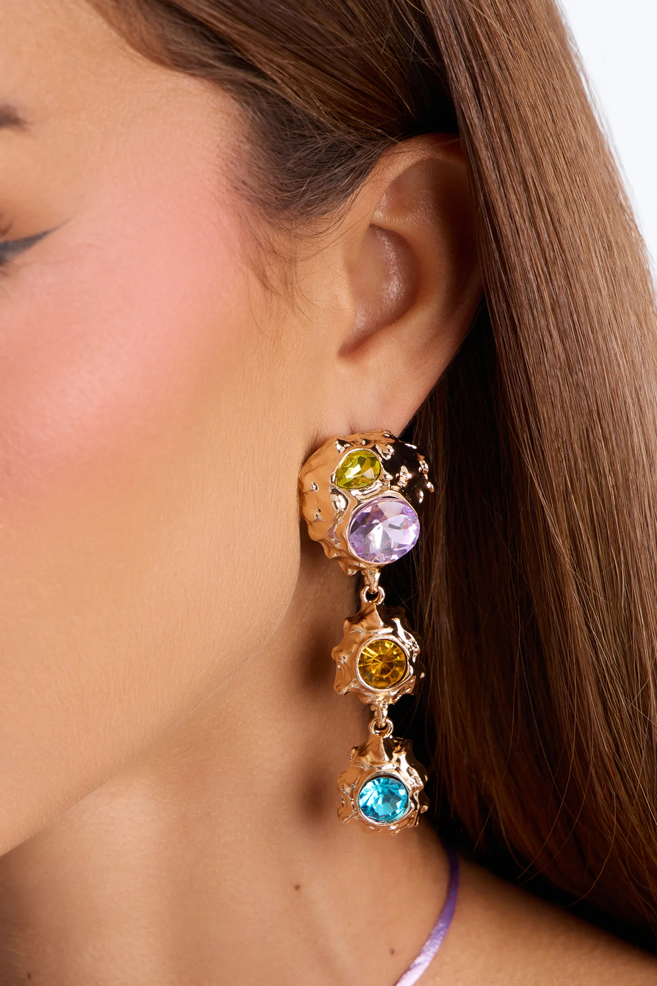 Lilly Jeweled Drop Earrings - Multi Color