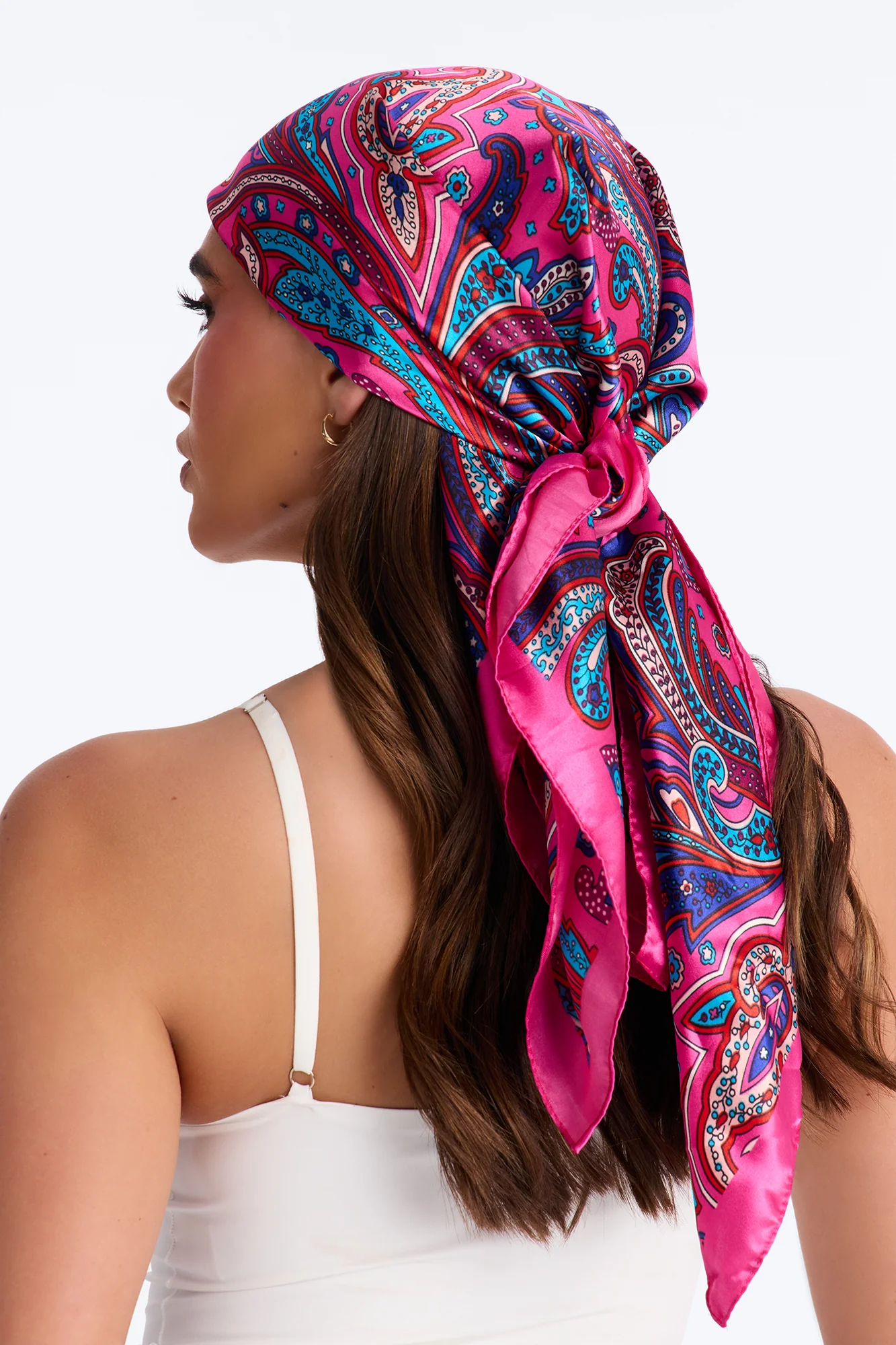 Lilly Paisley Head Scarf - Fuchsia - Image 2