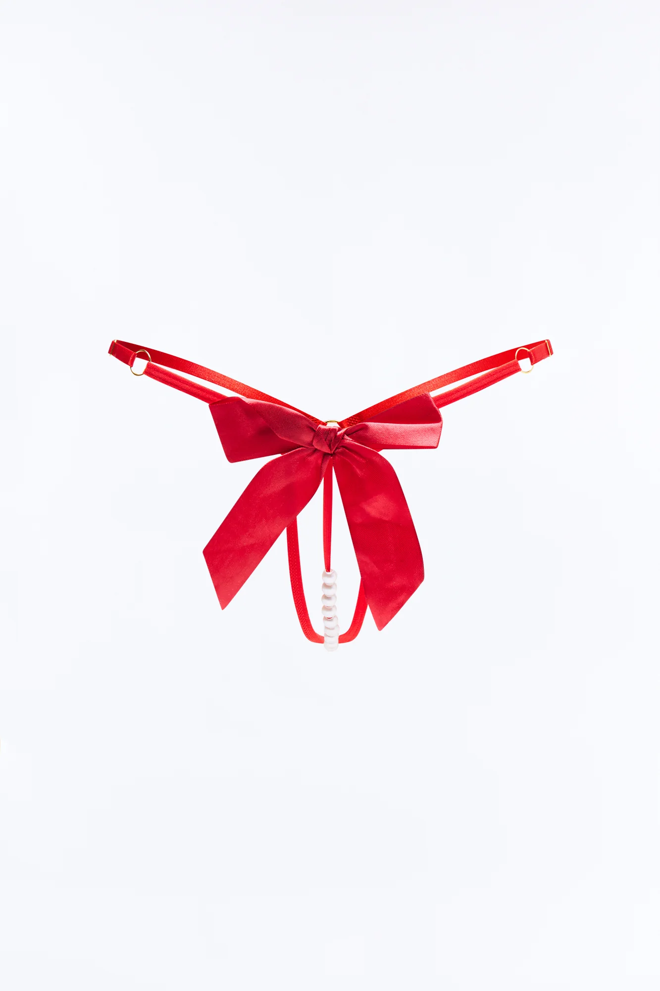 Lily Pearl Crotchless GString Thong Panty - Red - Image 4
