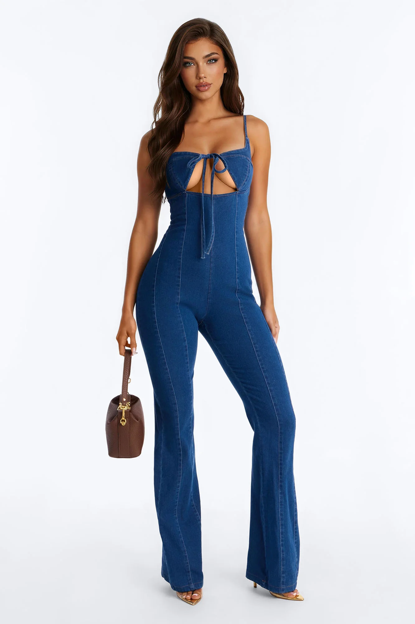 Linda Denim Flare Leg Jumpsuit - Medium Wash