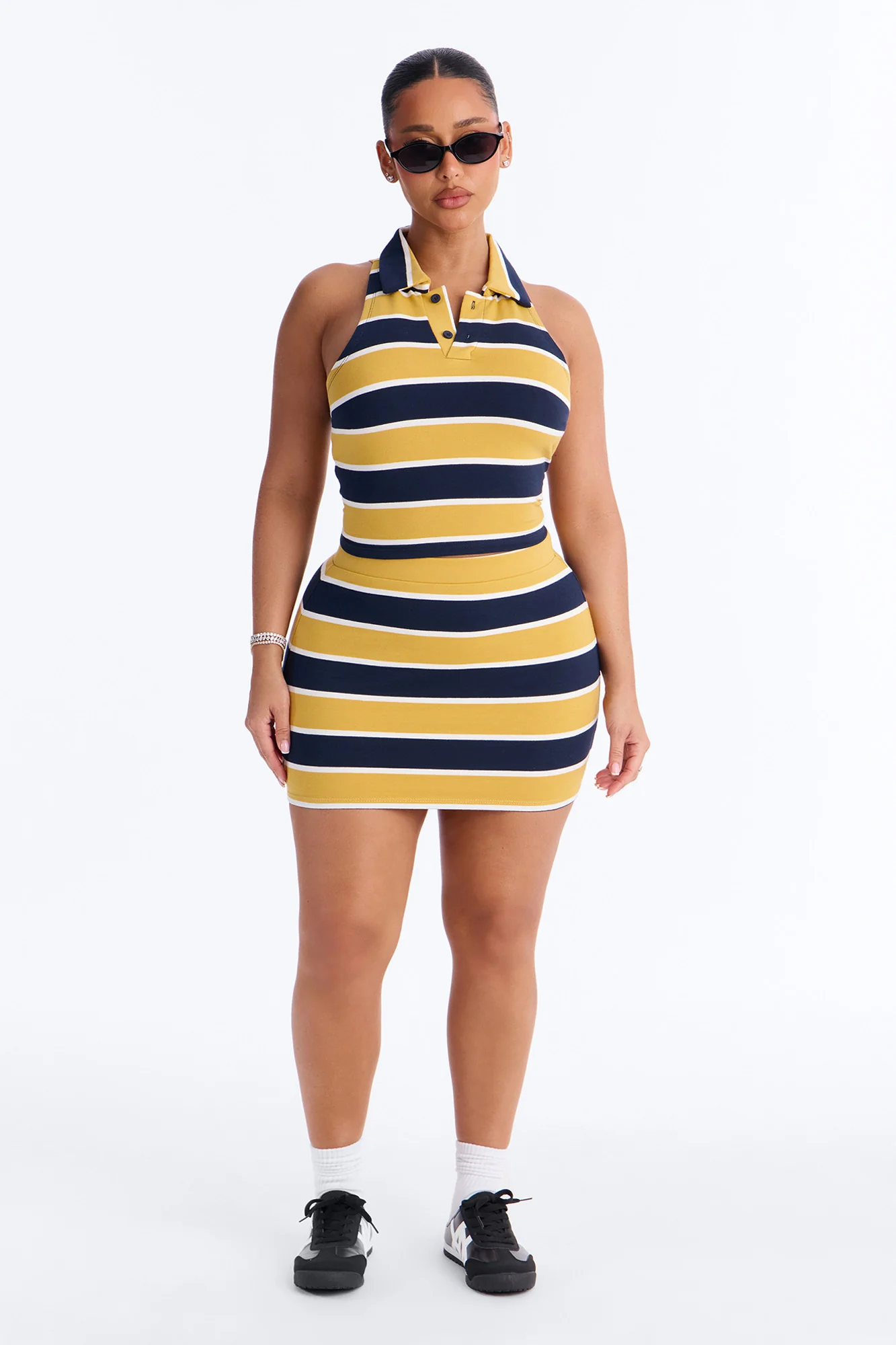 Lindsay Sleeveless Striped Skirt Set - Yellow/combo - Image 3