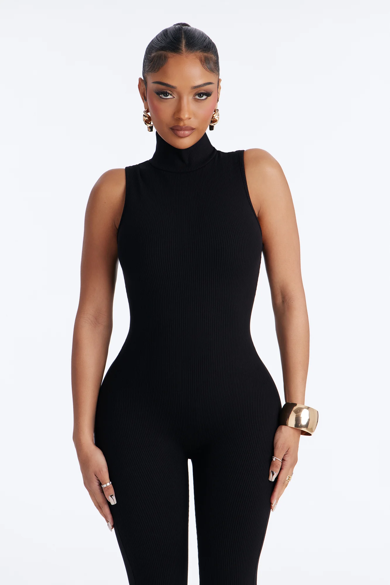 Lindsey Snatched High Neck Jumpsuit - Black - Image 2