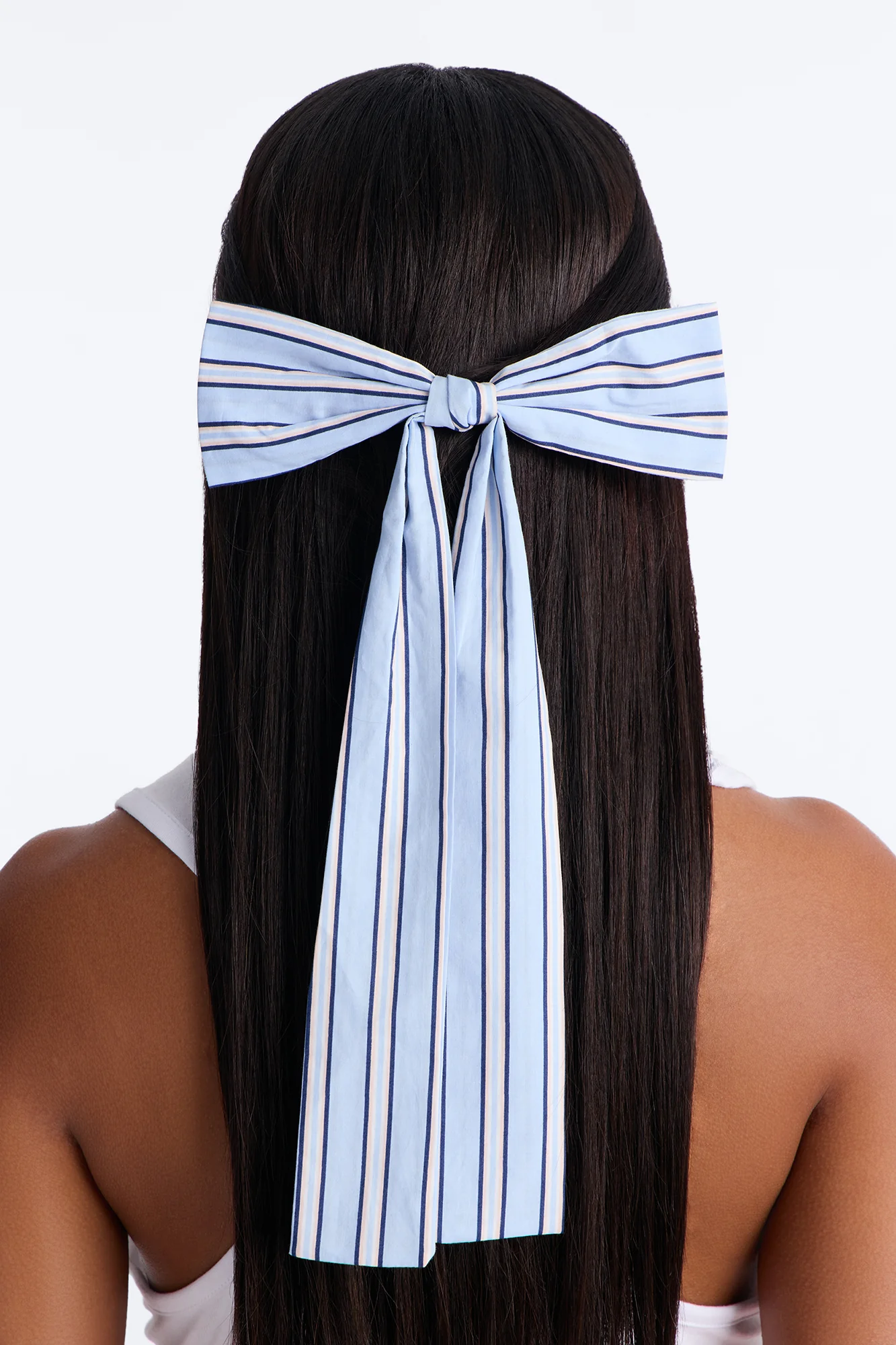 Line Up Bow Hair Clip - Blue/combo