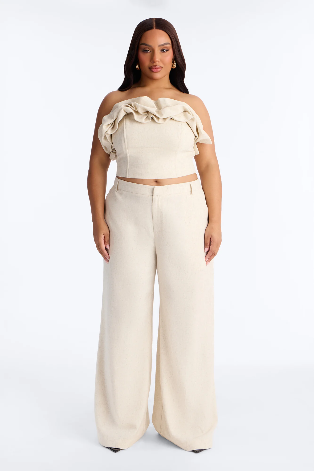 Linen Bloom Corset Top - Natural - Image 6