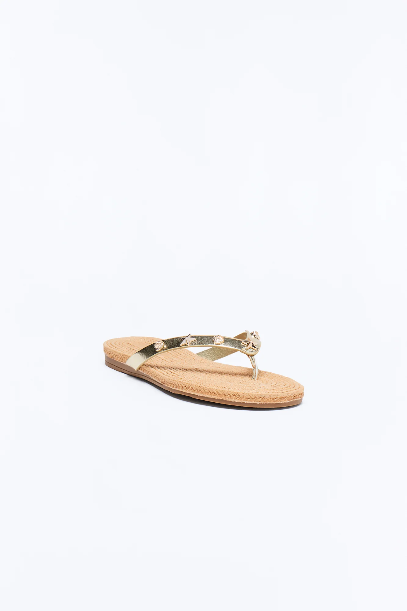 Liosa Studded Jute Flip Flops - Gold - Image 2