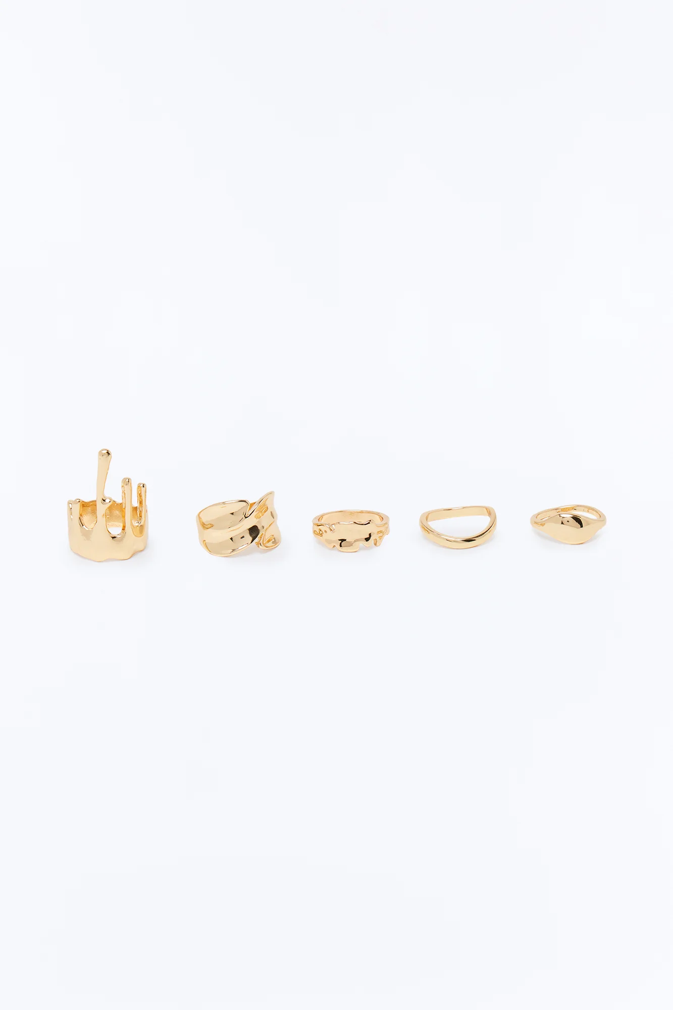 Liquid Lux 5 Piece Multi Ring Set - Gold - Image 3
