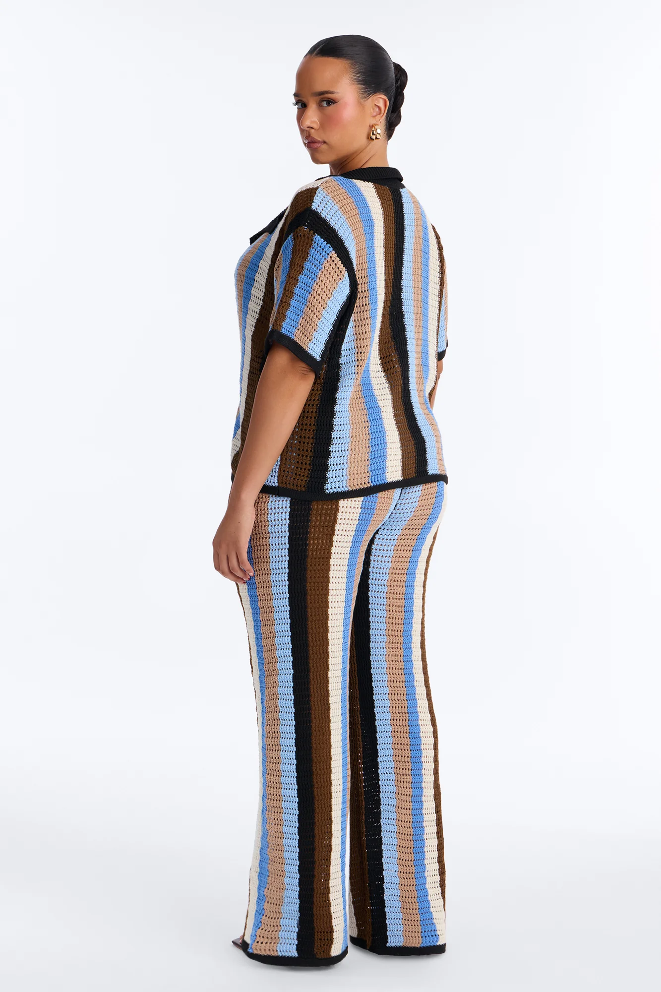Lisa Crochet Wide Leg Pant Set - Blue/combo - Image 8