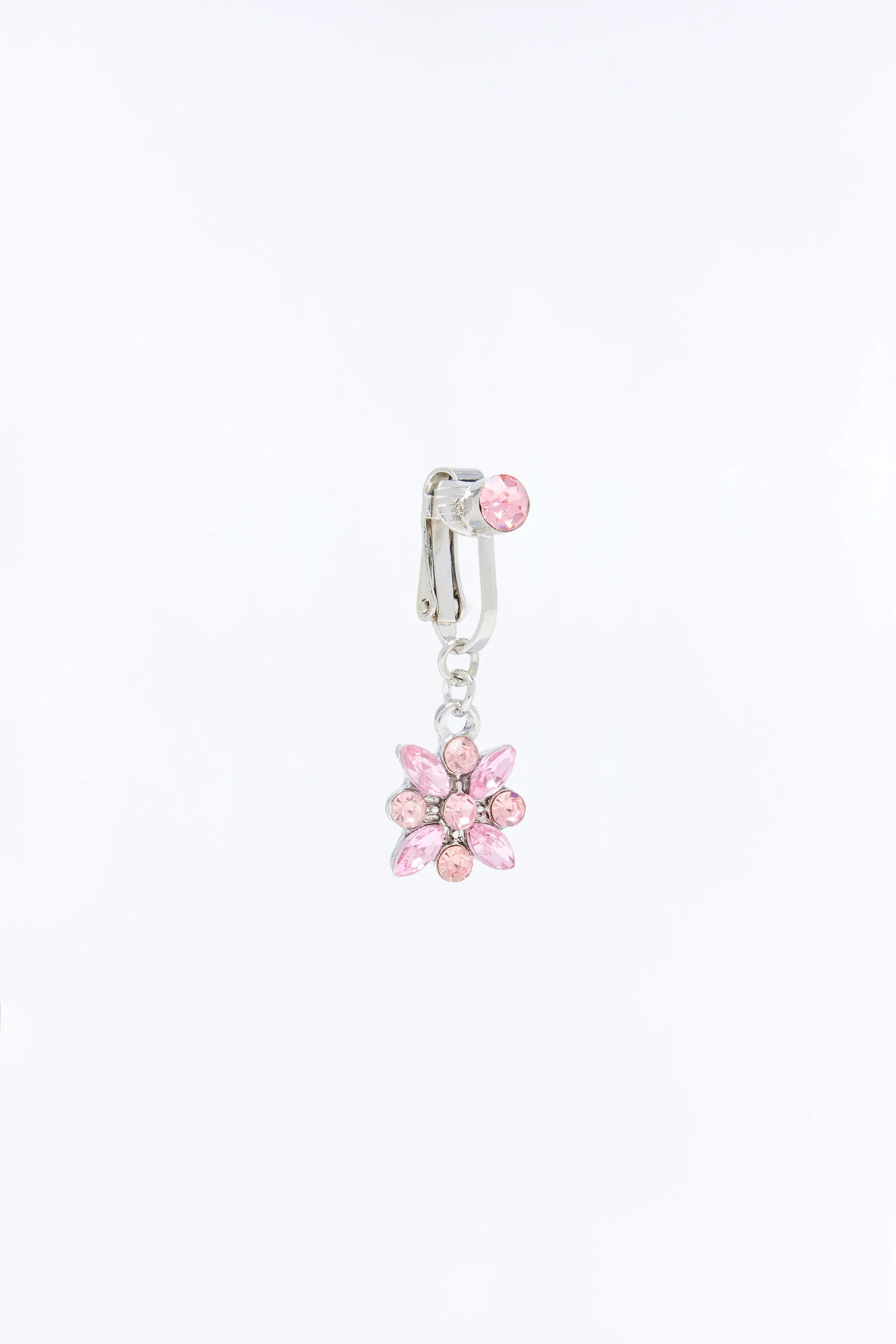 Little Daisy Rhinestone Clip On Belly Ring - Pink - Image 3