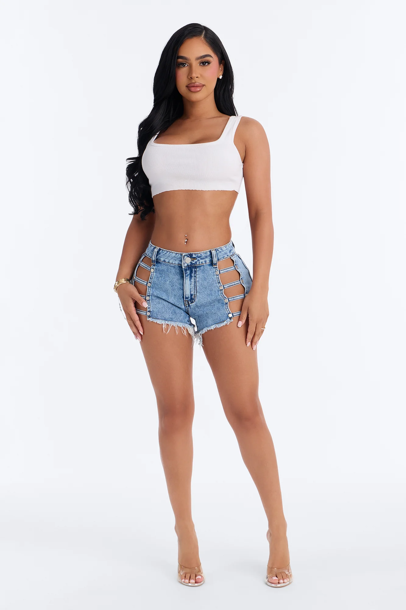 Little Tease Low Rise Denim Shorts - Medium Wash