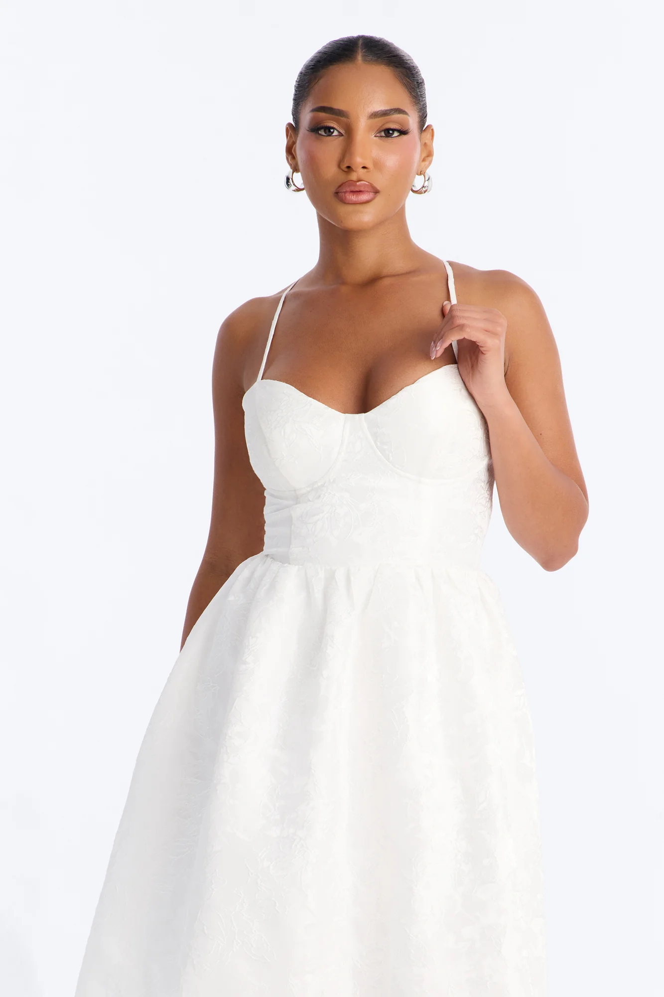 Living A Fairytale Jacquard Midi Dress - White - Image 2
