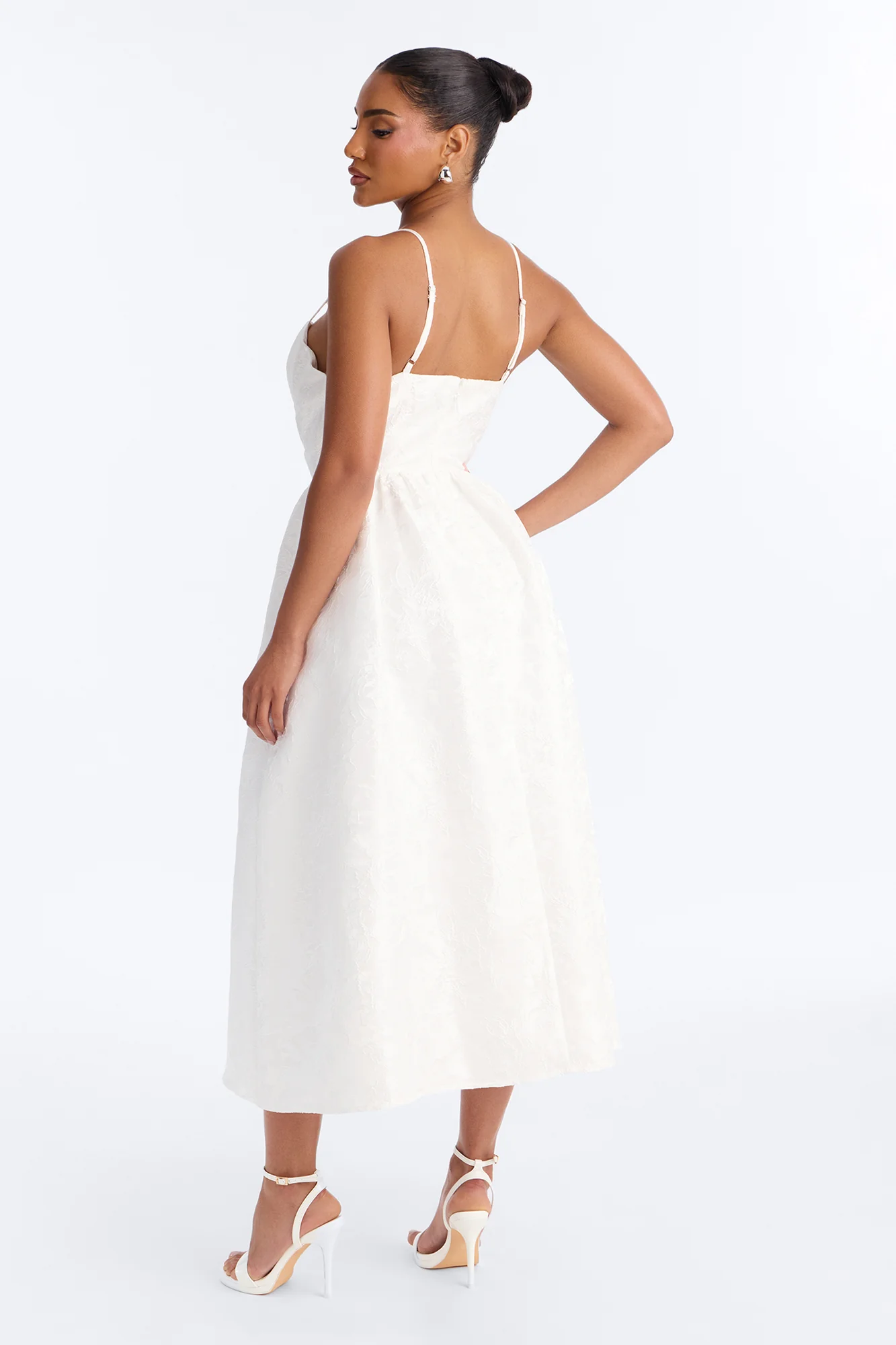 Living A Fairytale Jacquard Midi Dress - White - Image 4