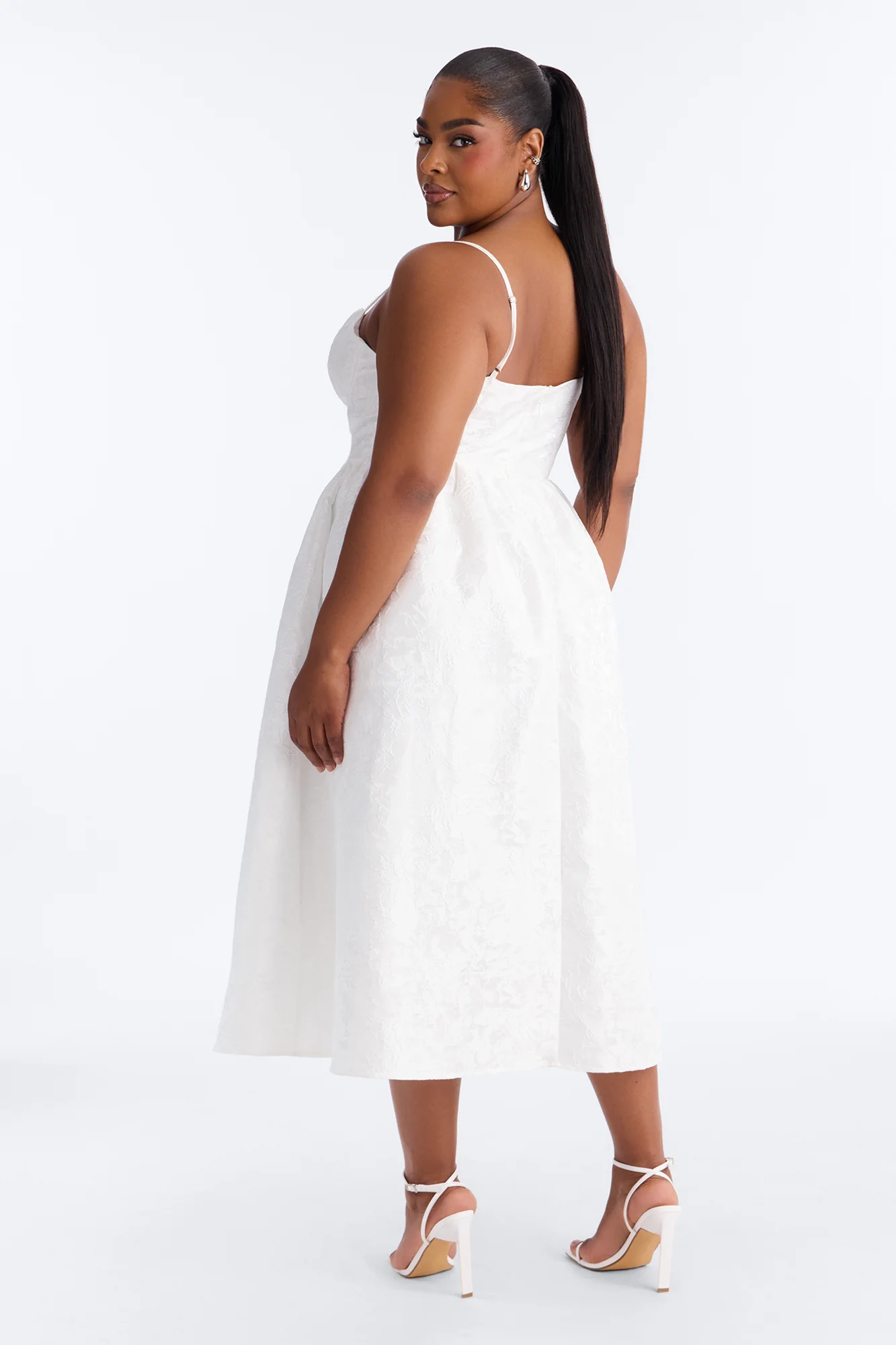Living A Fairytale Jacquard Midi Dress - White - Image 8