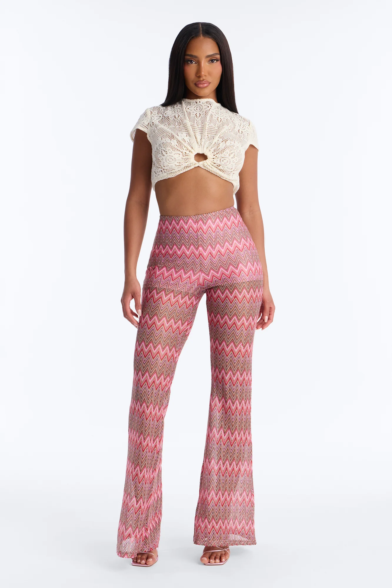 Living Between Sunsets Tie Back Crochet Top - Cream - Image 2
