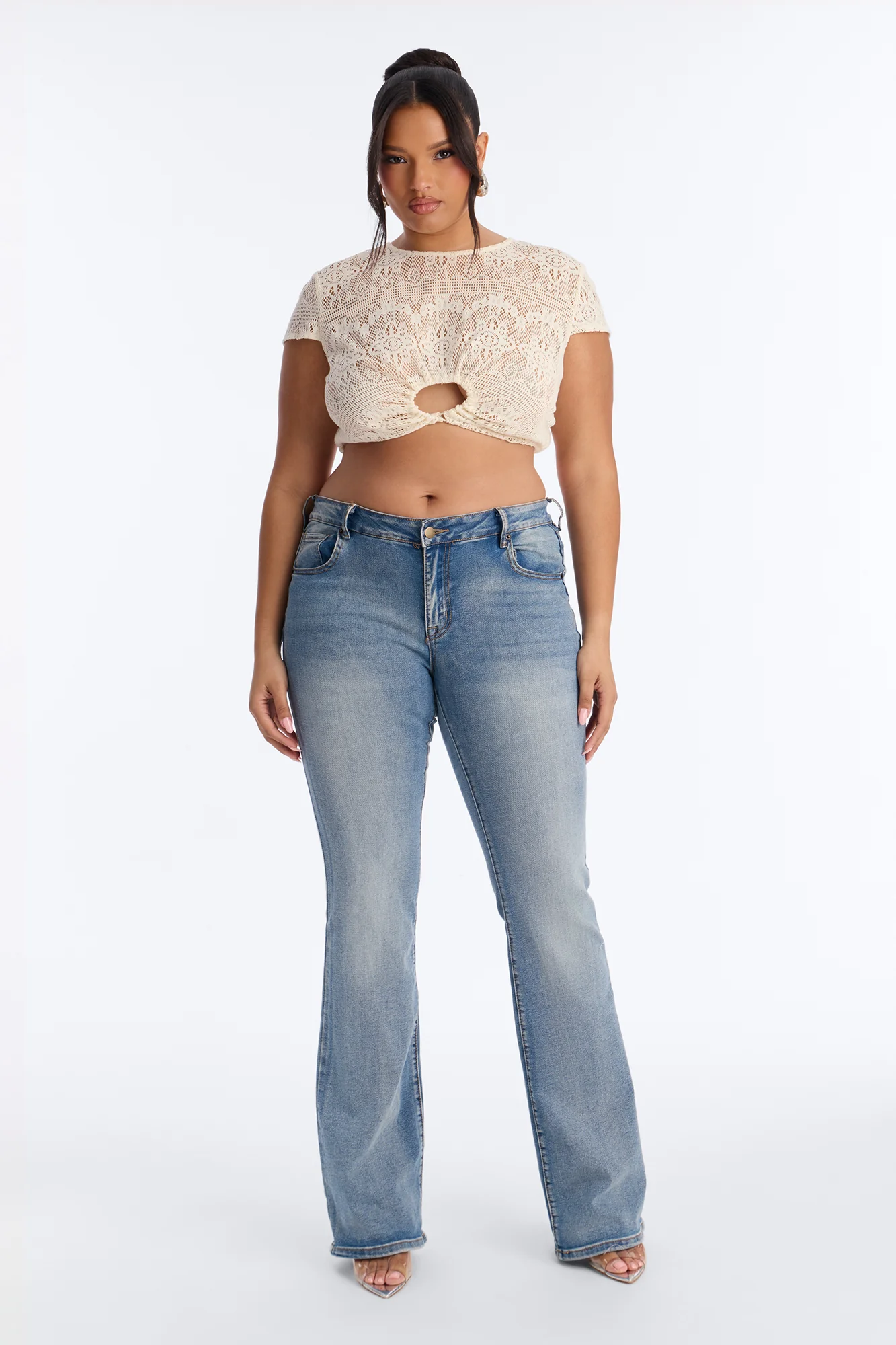 Living Between Sunsets Tie Back Crochet Top - Cream - Image 5
