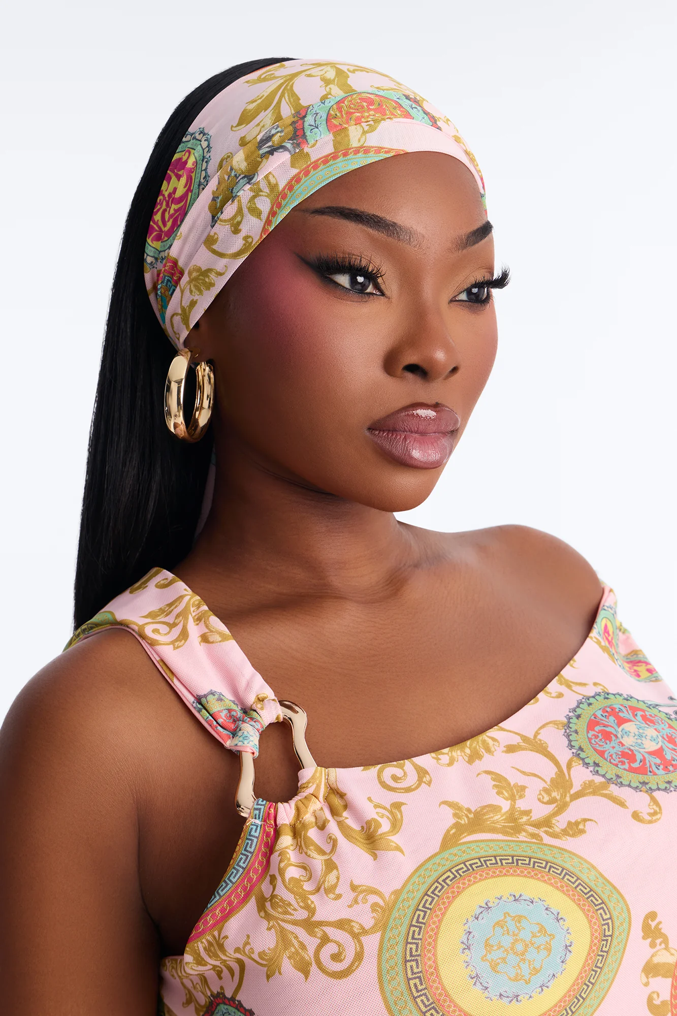 Lizbeth Mesh 3 Piece Headband Skirt Set - Pink/combo - Image 7